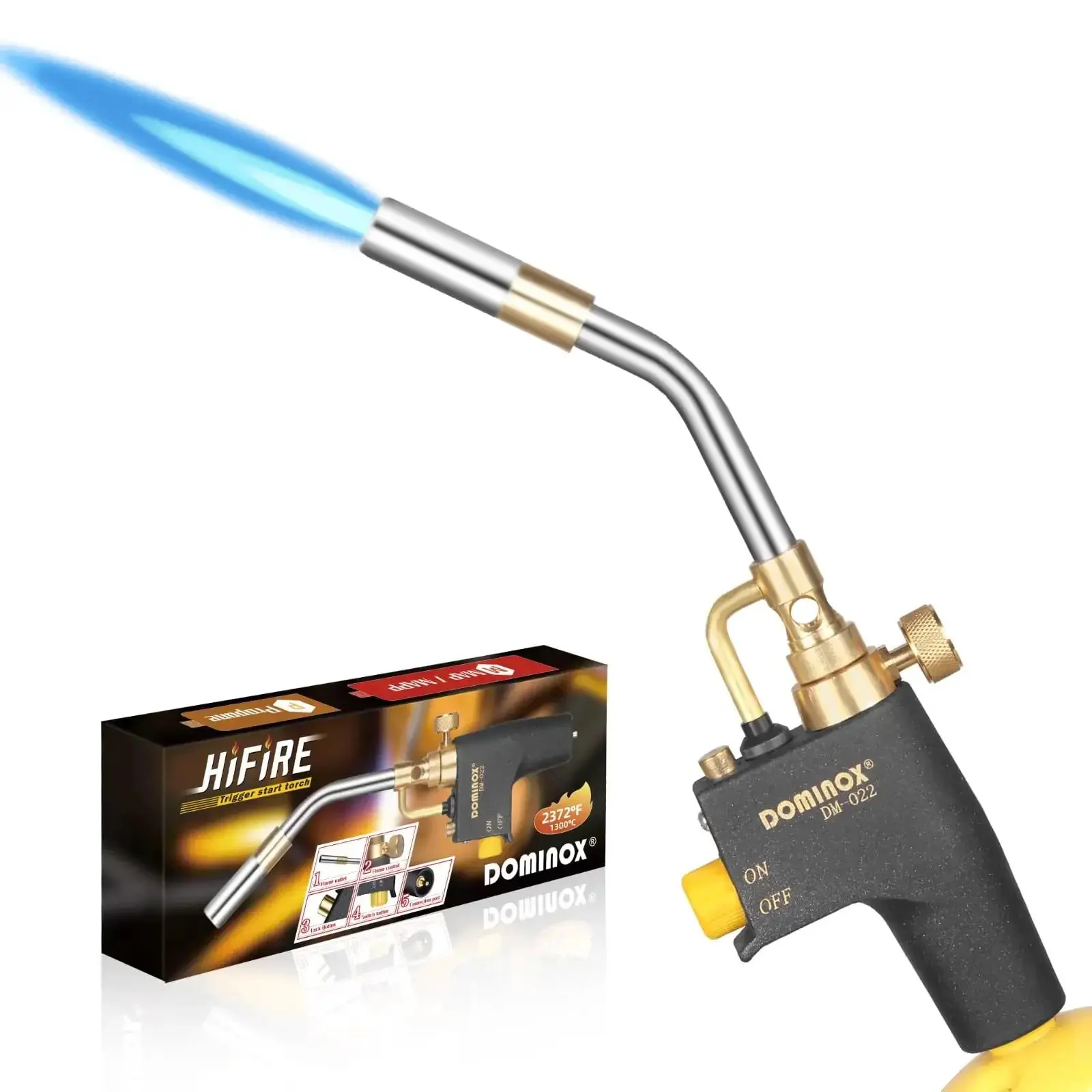 High Intensity Propane Torch Head With Trigger Start, Upgraded Anti Slip Handle, Precise Ignition, Map Gas Compatible, Awesome For Soldering, Welding, And Cooking, Portable Gas Torch Kit For DIY Projects