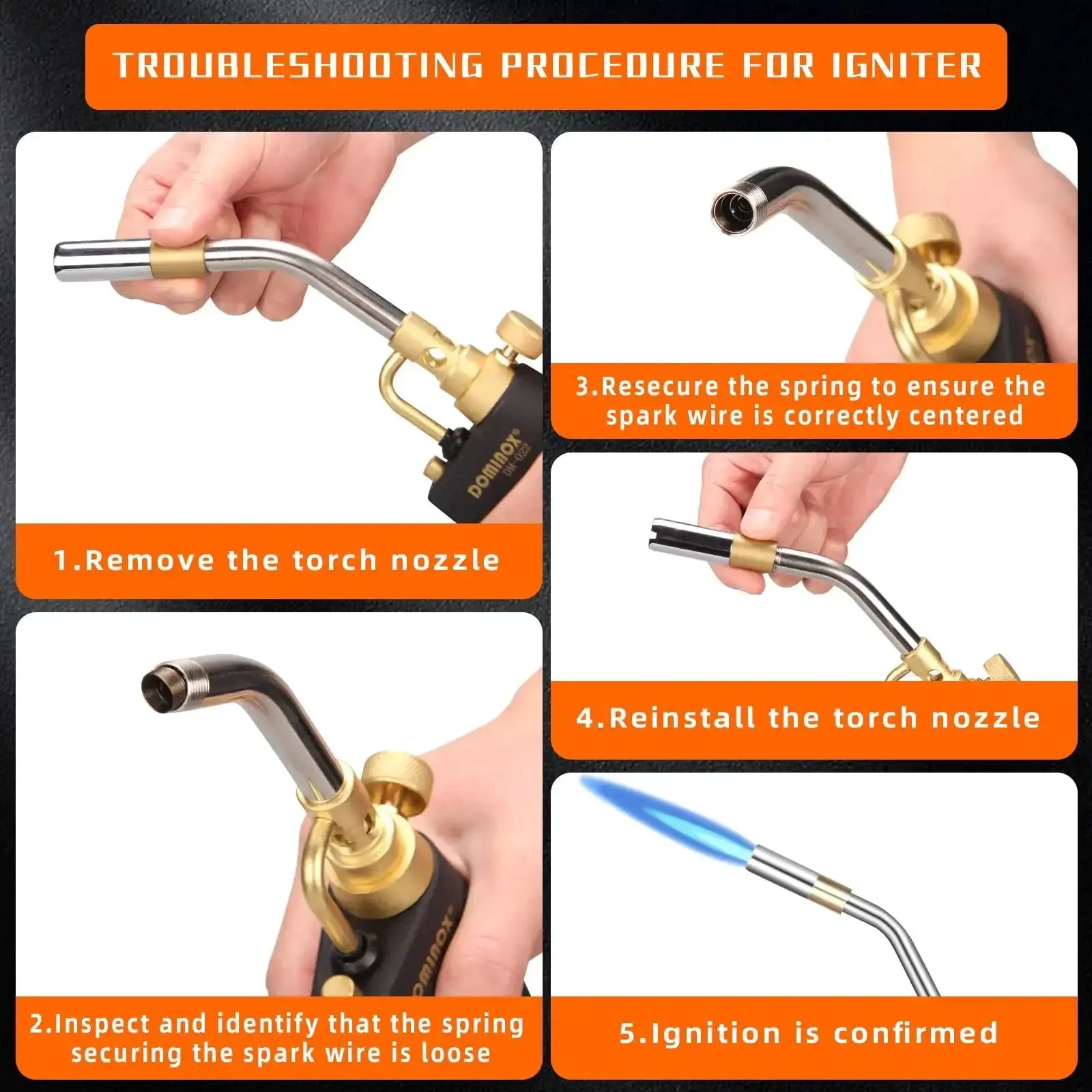 High Intensity Propane Torch Head With Trigger Start, Upgraded Anti Slip Handle, Precise Ignition, Map Gas Compatible, Awesome For Soldering, Welding, And Cooking, Portable Gas Torch Kit For DIY Projects - Image 7
