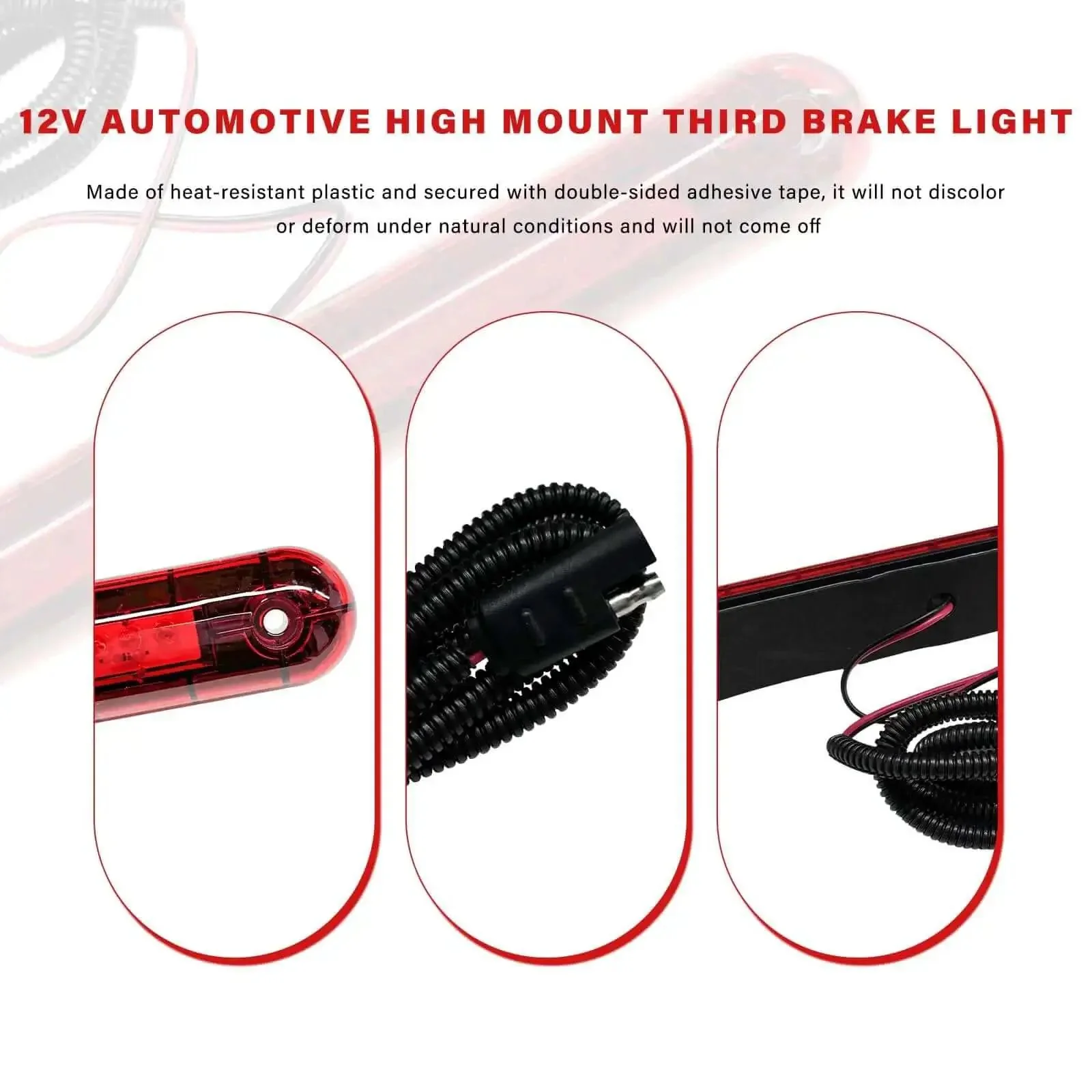 High Mount 24 LED Third Brake Light For Sedans, SUVs And Trucks, Street-Ready 12V Waterproof Rear Stop Lamp Bar Tail Light Assembly, Ultra Bright Braking Light For Enhanced Rainy Night Visibility And Quick Following Recognition - Image 5