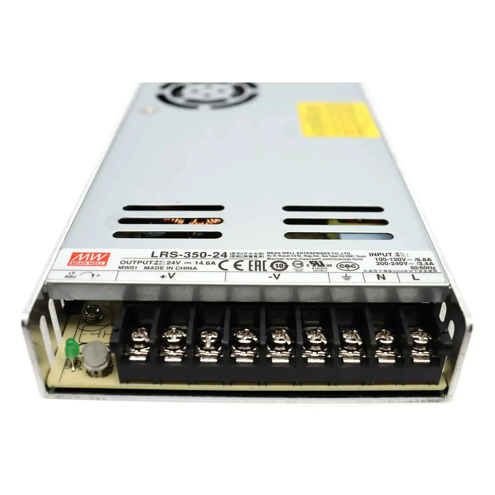 High-Performance 350W 24V AC DC Power Supply With Single Output 14.6A Adjustable 21.6-28.8V Built-In Fan Overload and Short-Circuit Protection 115VAC US and CA Input Non-PFC Economical SMPS for Industrial Use - Image 5