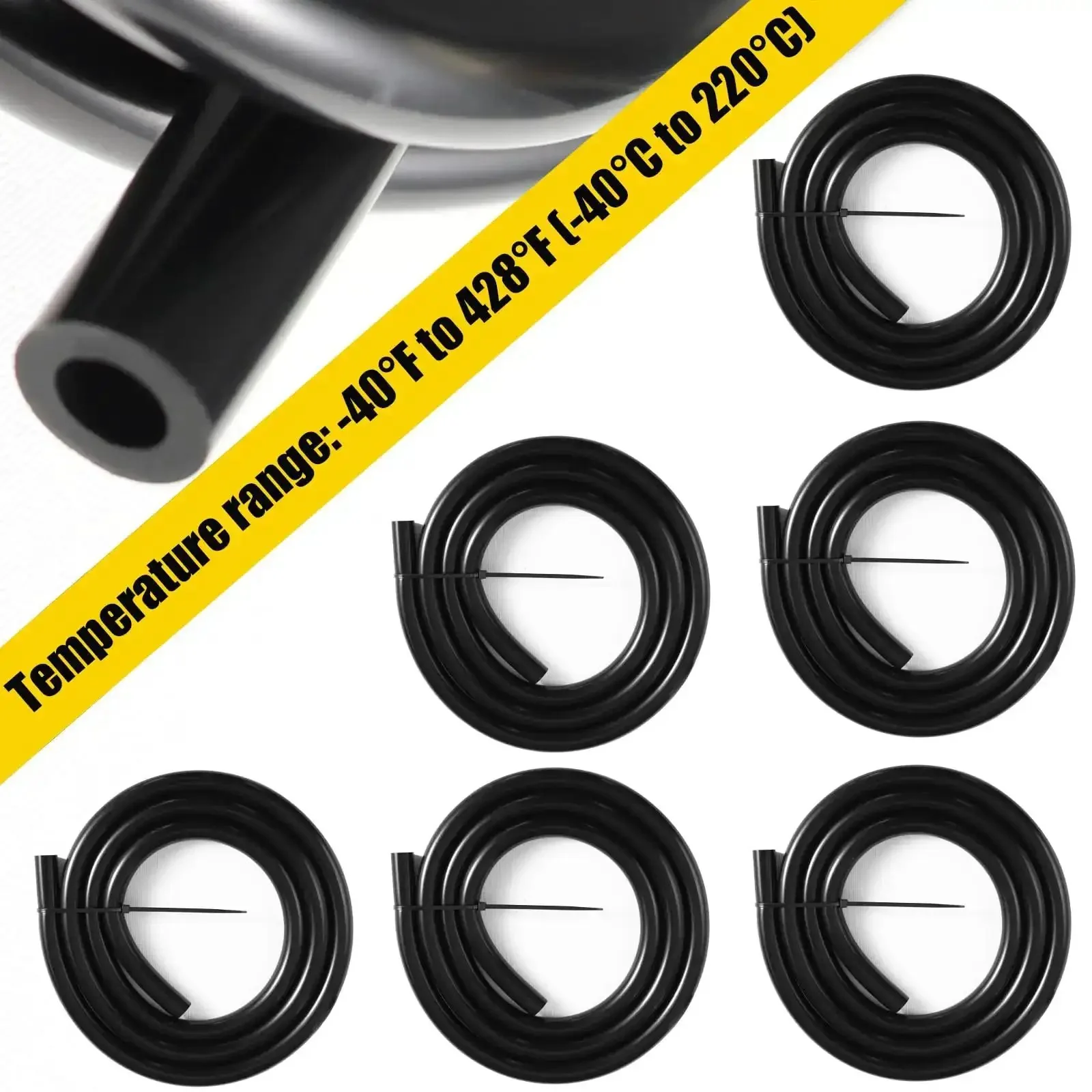 High Performance Silicone Vacuum Hose Kit With Six Sizes From 1/8 To 3/8 Inch 5 Feet Each Automotive Vacuum Tubing Set Includes Tube Cutter Black Durable Hoses For Air And Water - Image 3