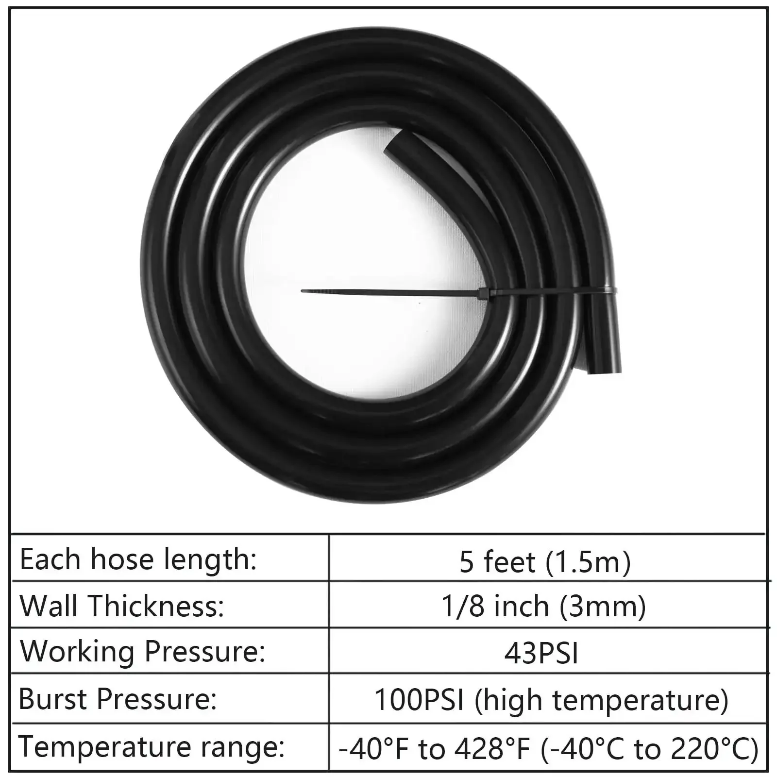 High Performance Silicone Vacuum Hose Kit With Six Sizes From 1/8 To 3/8 Inch 5 Feet Each Automotive Vacuum Tubing Set Includes Tube Cutter Black Durable Hoses For Air And Water - Image 5