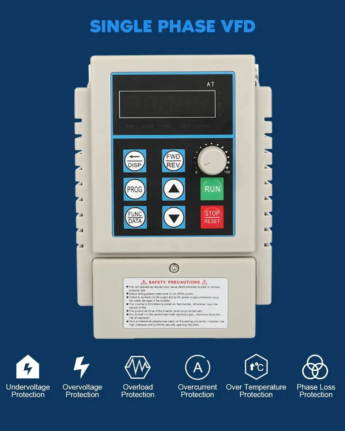High-Performance Variable Frequency Drive VFD Inverter 220V Single Phase To 3 Phase 0.75kW 1HP 5A 0-400 Hz Output Spindle Motor Speed Control For CNC Builders And DIY Tinkerers - Image 4