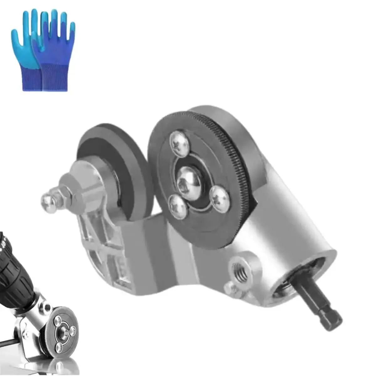 High-Power Drill Nibbler For Sheet Metal Cutting, Titanium-Plated Nibbler Head Turns Any Drill Into A Pro Metal Cutter, Burr-Free Cuts, Wide Drill Compatibility, Includes Adapter For Iron, 1 Set