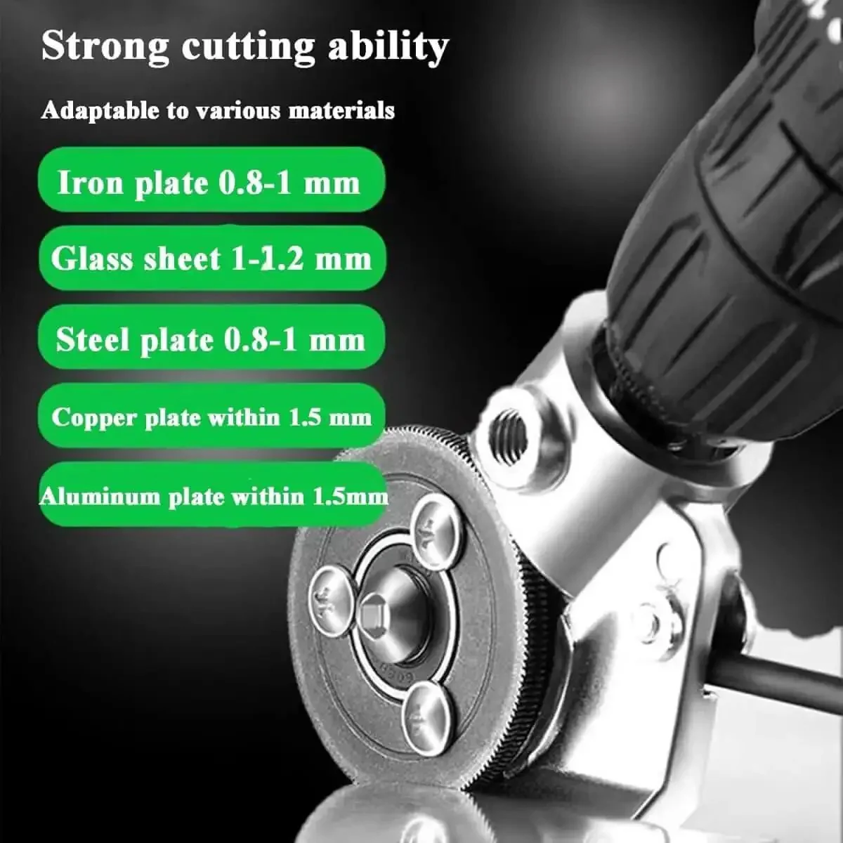 High-Power Drill Nibbler For Sheet Metal Cutting, Titanium-Plated Nibbler Head Turns Any Drill Into A Pro Metal Cutter, Burr-Free Cuts, Wide Drill Compatibility, Includes Adapter For Iron, 1 Set - Image 4