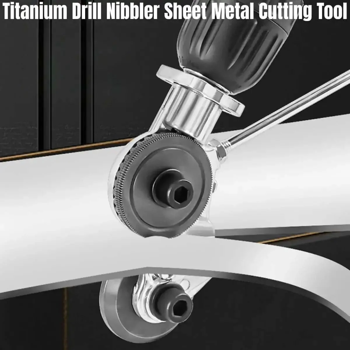 High-Power Drill Nibbler For Sheet Metal Cutting, Titanium-Plated Nibbler Head Turns Any Drill Into A Pro Metal Cutter, Burr-Free Cuts, Wide Drill Compatibility, Includes Adapter For Iron, 1 Set - Image 7