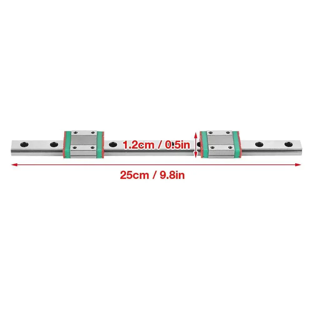 High Precision Linear Rail Guide 250mm Long 12mm Wide For Automatic Equipment 4 Point Load Bearing Slide Blocks With Lubrication System Smooth Heavy Duty Linear Motion For CNC And Mechatronics - Image 3