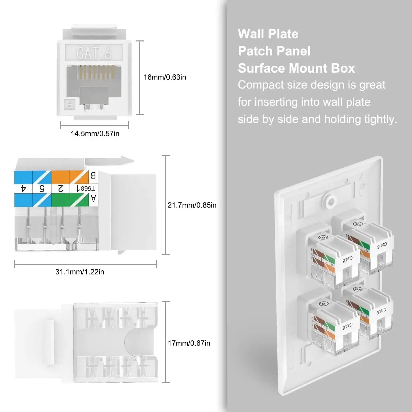 High Speed 10Gbps Cat6 Keystone Jack Insert 25 Pack For Patch Panels And Wall Plates, 90 Degree Punch Down RJ45 Adapters, Plug And Play, Slim Profile, UL Listed, PoE Ready, Easy Install - Image 4