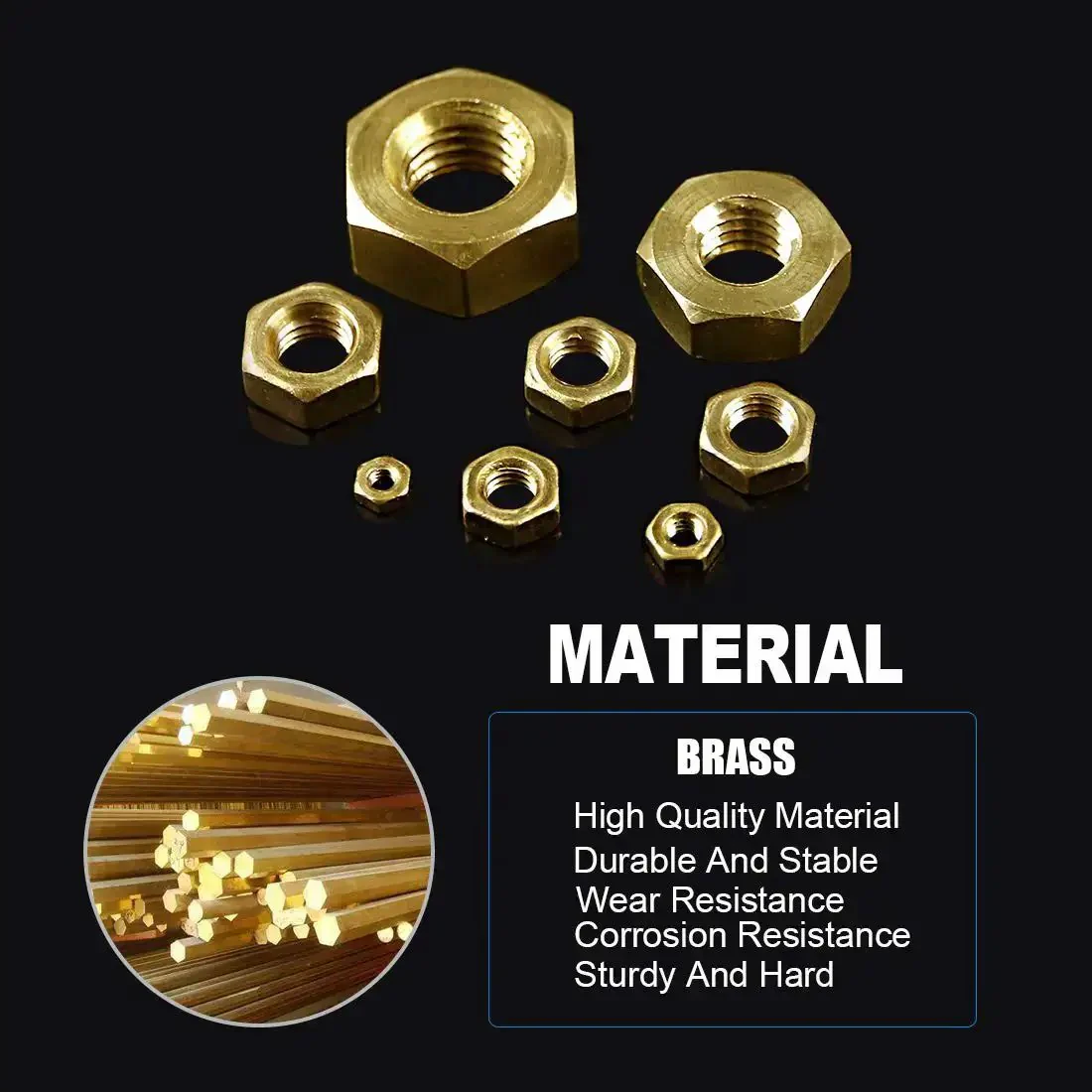 High Strength Brass Hex Nuts Set 160Pcs Metric M2 M2.5 M3 M4 M5 M6 M8 M10 Assortment Kit In Organized Plastic Box Great For DIY Projects Electronics And Furniture Mounts Mega Handy Durable Fasteners With All Common Sizes - Image 6