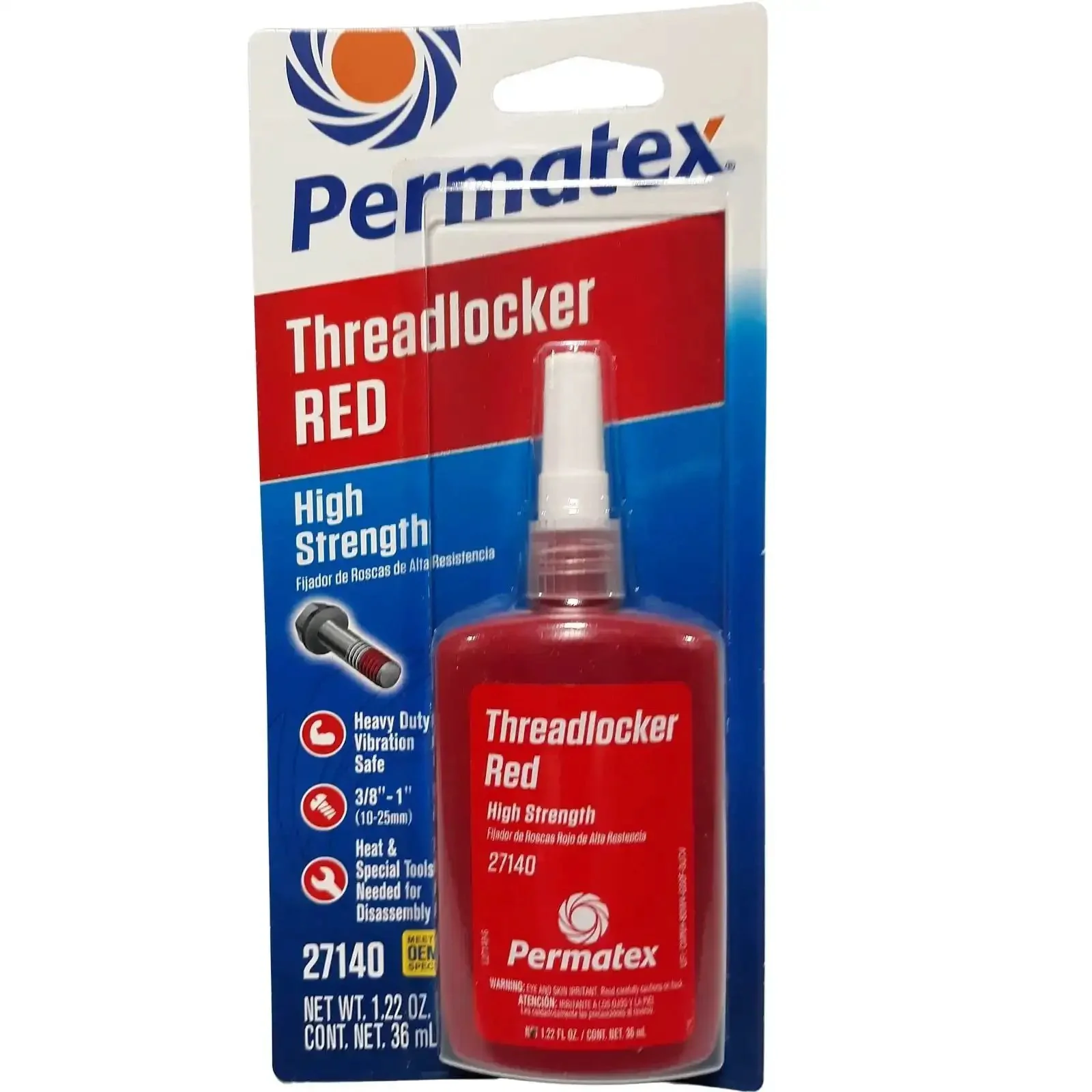 High Strength Red Threadlocker for Metal Fasteners, 36 Ml Bottle, Industrial Grade Locking Adhesive That Prevents Loosening From Vibration, Quick Cure, Durable Secure Bond