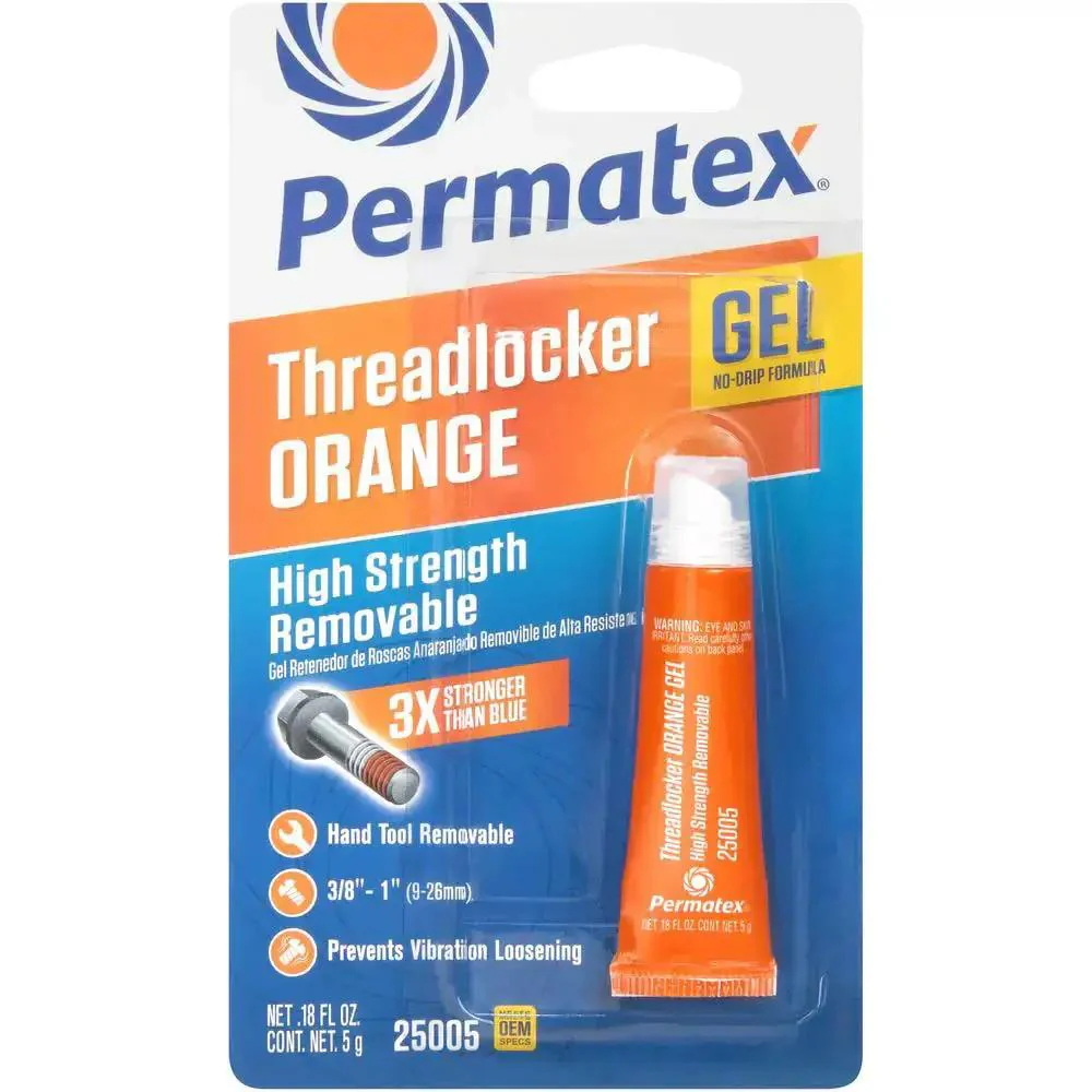 High Strength Removable Orange Thread Locker Gel For Bolts And Threads 5 G No Heat Release Drip Free Mess Free Liquid Reliability 3X The Strength Of Blue Hand Tool Friendly