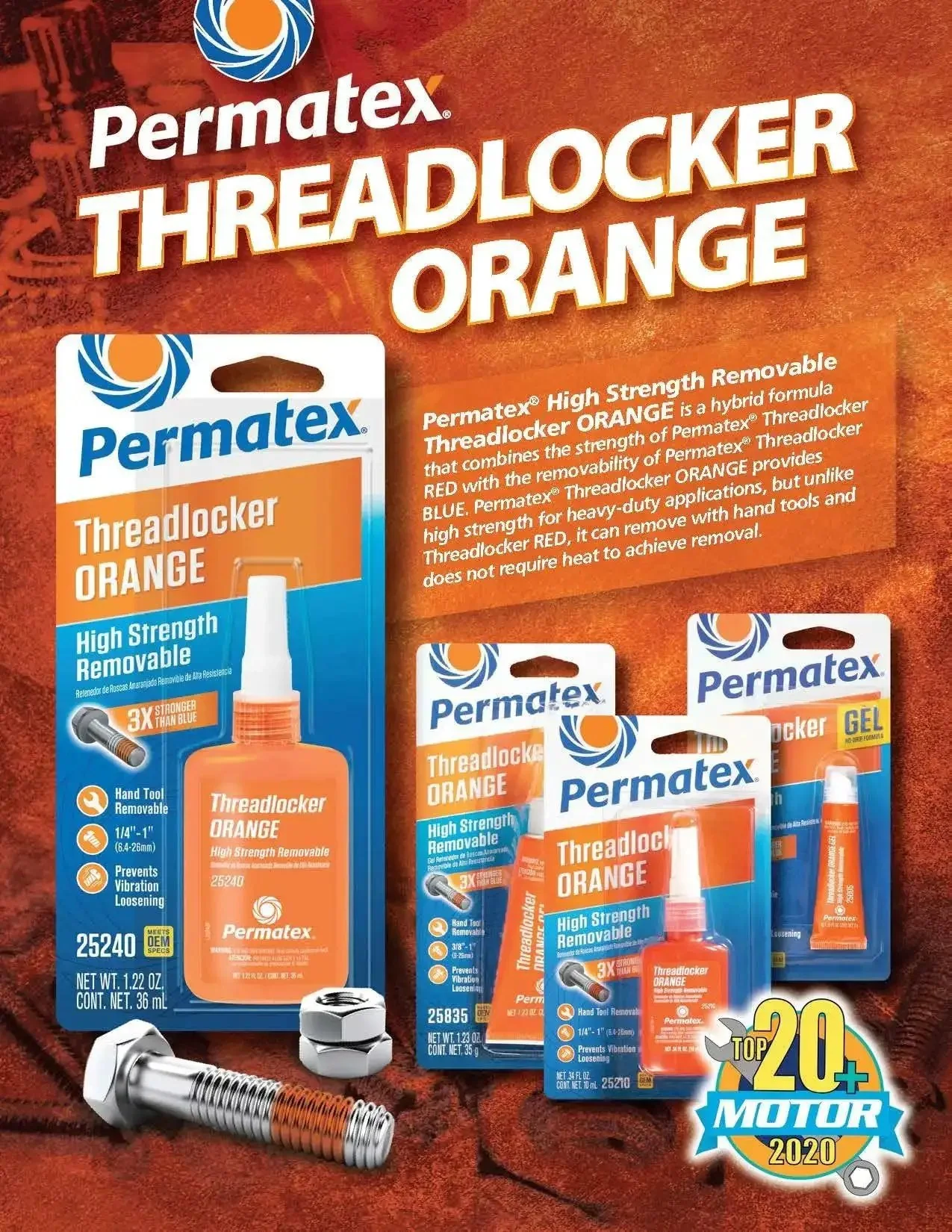 High Strength Removable Orange Thread Locker Gel For Bolts And Threads 5 G No Heat Release Drip Free Mess Free Liquid Reliability 3X The Strength Of Blue Hand Tool Friendly - Image 4