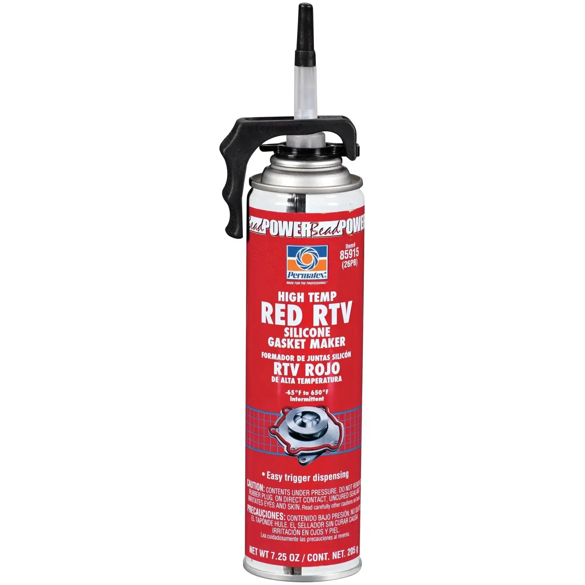 High Temp Red RTV Silicone Gasket Maker 7.25 Oz PowerBead Can Pack Of 6 Heavy Duty Grade Forms In Place Gaskets Replaces Cut Gaskets Resists Cracking Shrinking And Migrating -65F To 650F Intermittent Use