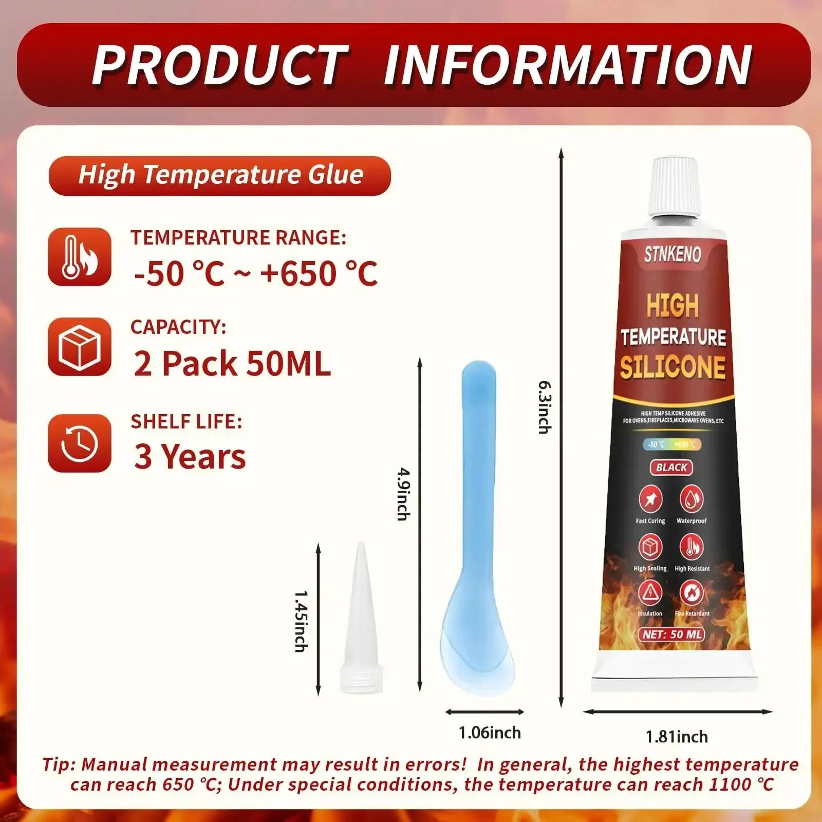 High Temperature Silicone Sealant For Ovens And Microwaves Black Heavy Duty Heat Resistant Adhesive Fast Curing Waterproof And Insulation Two Pack 3.53 Oz Per Tube - Image 2