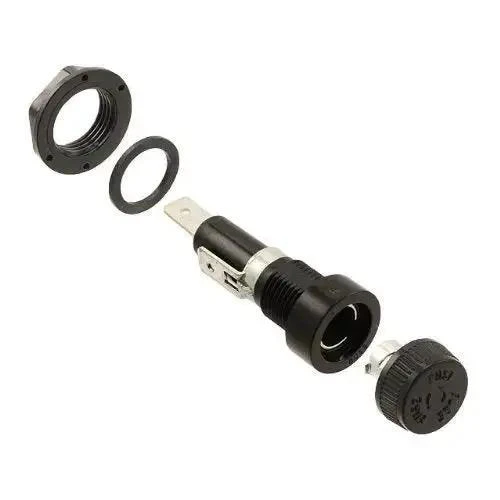 HKP-HH Cartridge Fuse Holder For 6x30mm Fuses Panel Mount Industrial And Automotive Ready Durable Heavy Duty Fuse Socket BK/HKP-HH-R Compatible Easy Mounting 1 Pack