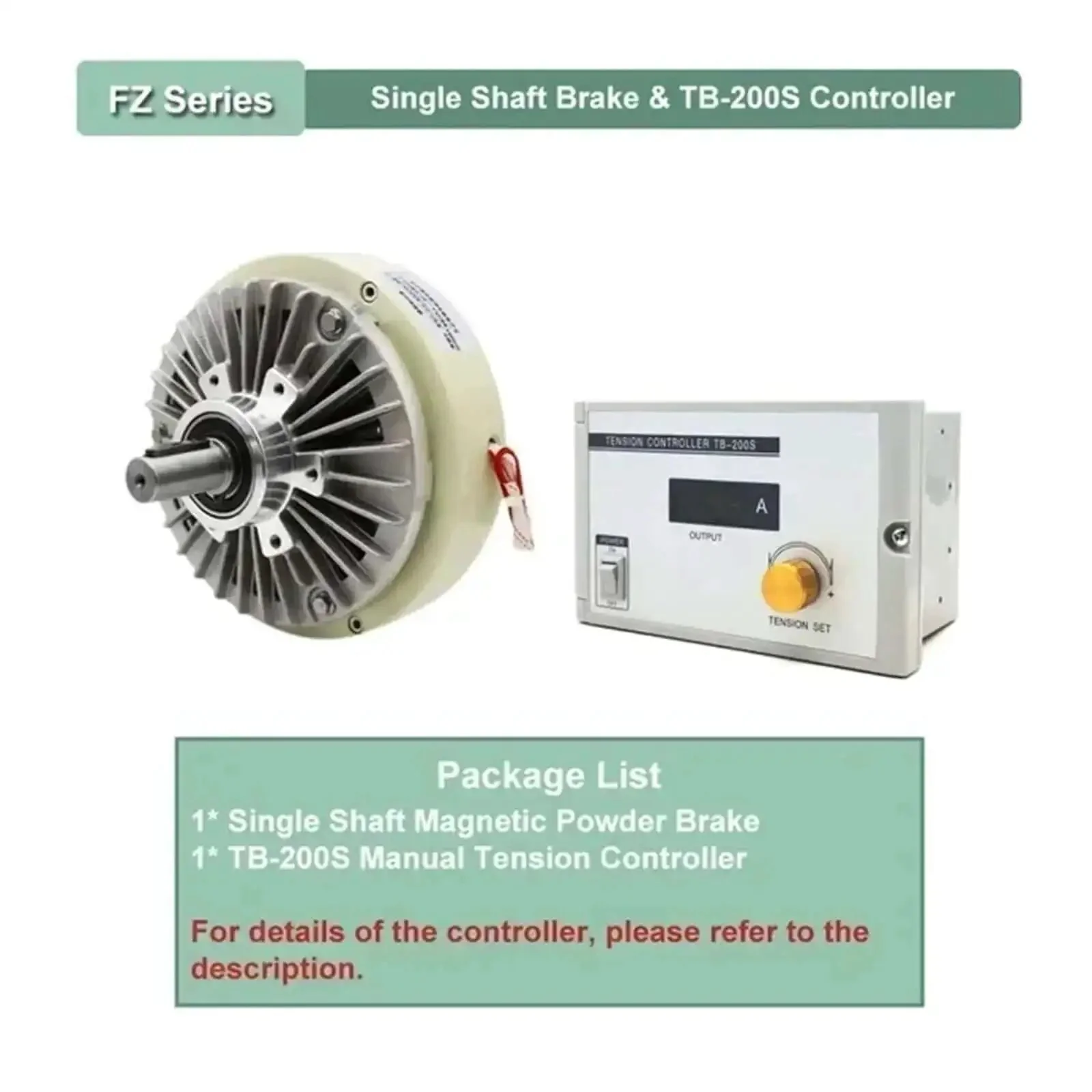 Hollow Shaft Magnetic Powder Brake DC 24V 1400 RPM With 6-400 Nm Torque Range 0.6-40 Kg Load Plug-and-Play Controller Kit TB-200S Included (12 Nm) For Single Shaft - Image 5