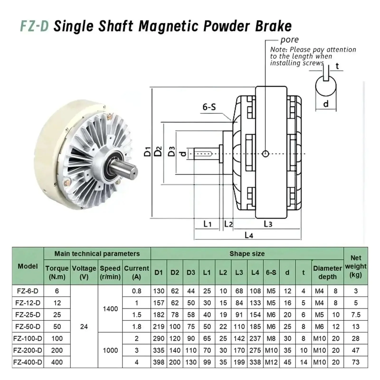 Hollow Shaft Magnetic Powder Brake DC 24V 1400 RPM Controller Kit For Single Shaft And KDT-B Compatible, 6 Nm To 400 Nm Torque, 0.6 To 40 Kg Load Capacity, Plug And Play Design Ready To Roll Easy Install For Heavy Duty Machinery - Image 5