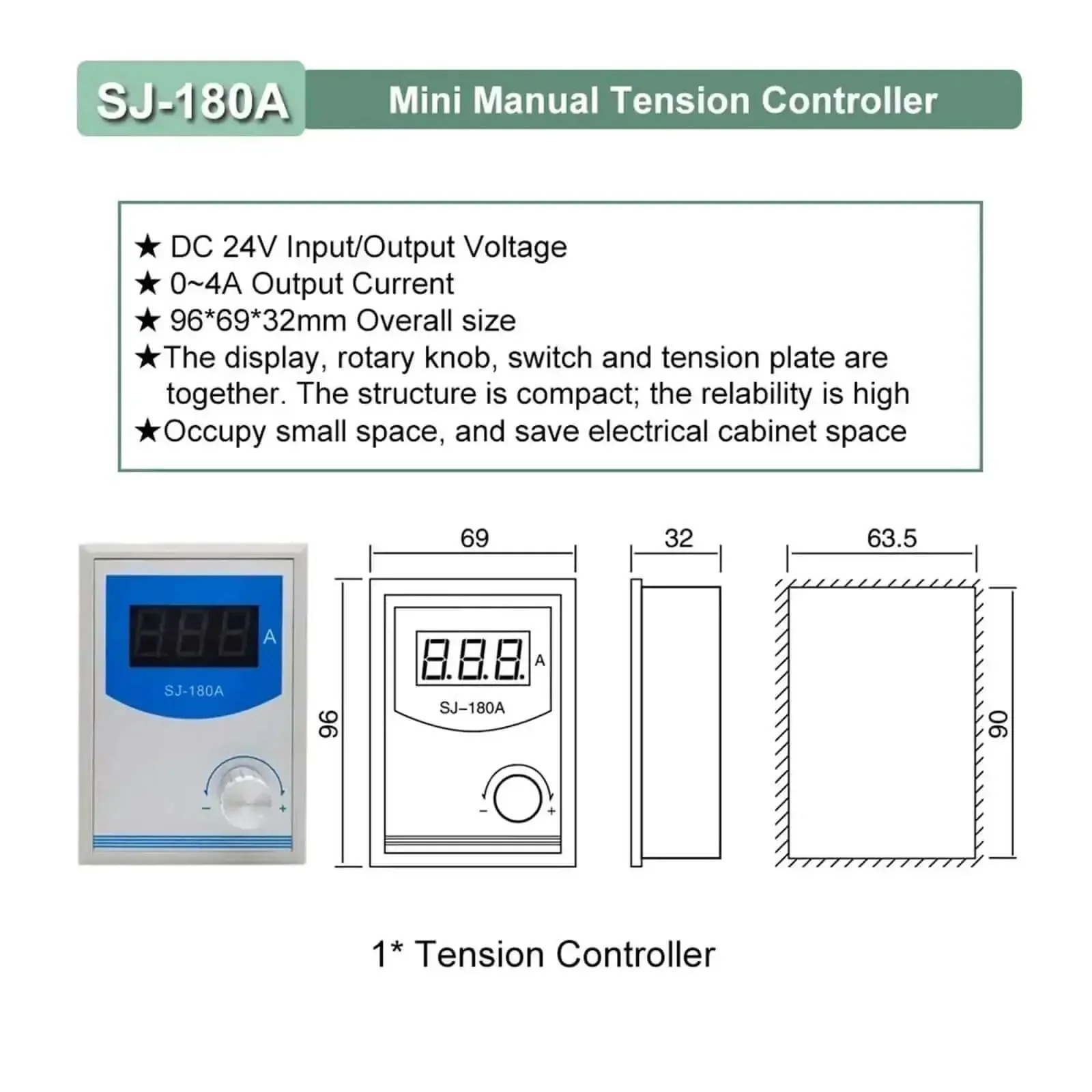 Hollow Shaft Magnetic Powder Brake Kit DC 24V 1400RPM 6-400Nm Torque Range With Controller SJ180A 12Nm Hollow Shaft Ready For Industrial Machines And Conveyors - Image 2
