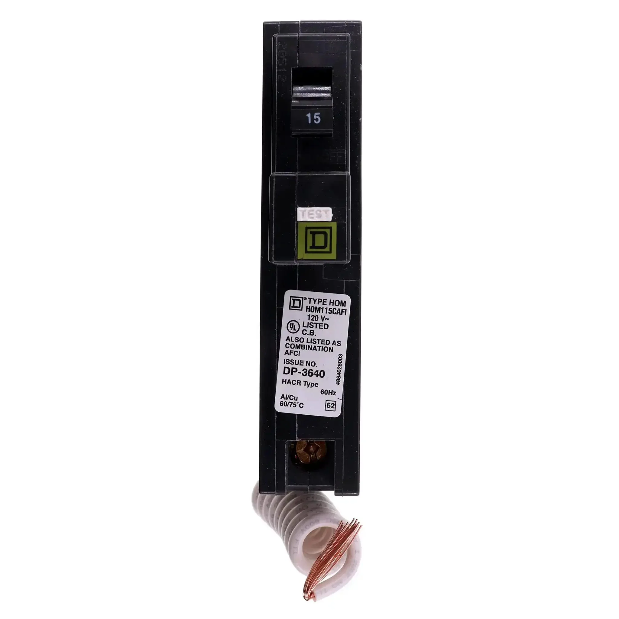 HOM115CAFI Miniature Circuit Breaker 1 Pole For Home Panels With Fast Trip Safe Reliable Power Control Plug And Play Ready Compact Install Durable Electrical Breaker For Household Wiring And DIY Projects