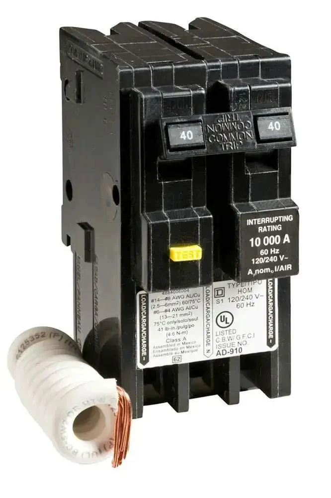 HOM240GFI Ground Fault Circuit Breaker Miniature For Home Panels DIY Friendly Easy Install GFI Breaker With Safety Shield Reliable Protection Against Shocks Electrical Fires And Overcurrent