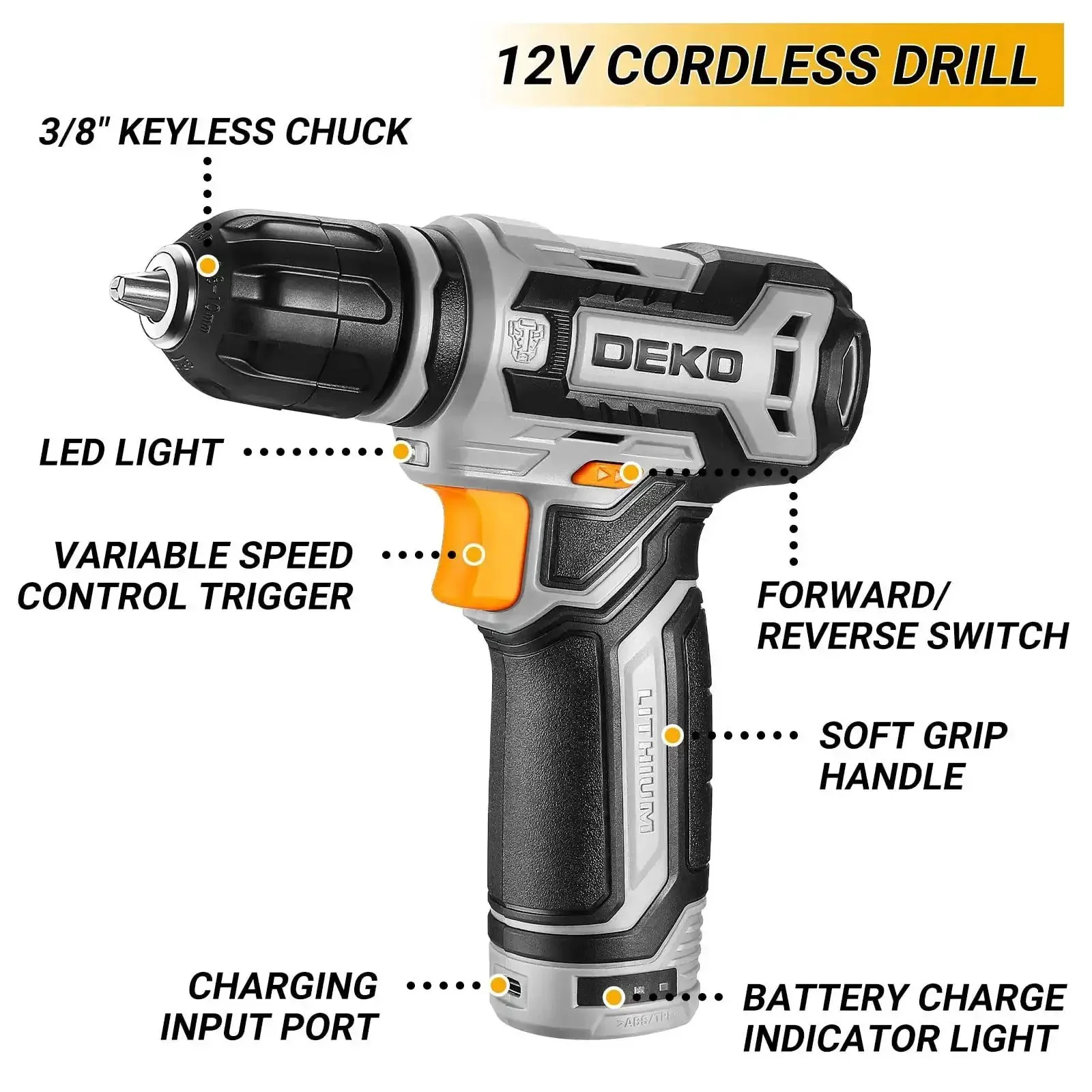 Home Mechanic Tool Box Set With 12V Cordless Drill For DIYers Handy Tools Kit In Portable Drawer Toolbox Organizer For Home Projects And Auto Repairs All In One Storage Case - Image 4