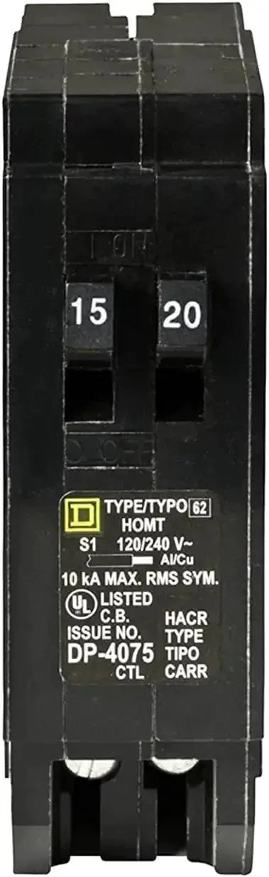 Homeline 15 Amp And 20 Amp Tandem Circuit Breaker For Home Wiring, 120 And 240 Volts AC, 10kA Breaking Capacity, Plug In Mount, Standard Type, Residential Use, Easy Install, Pro Grade For Shared Neutral Circuits - Image 3