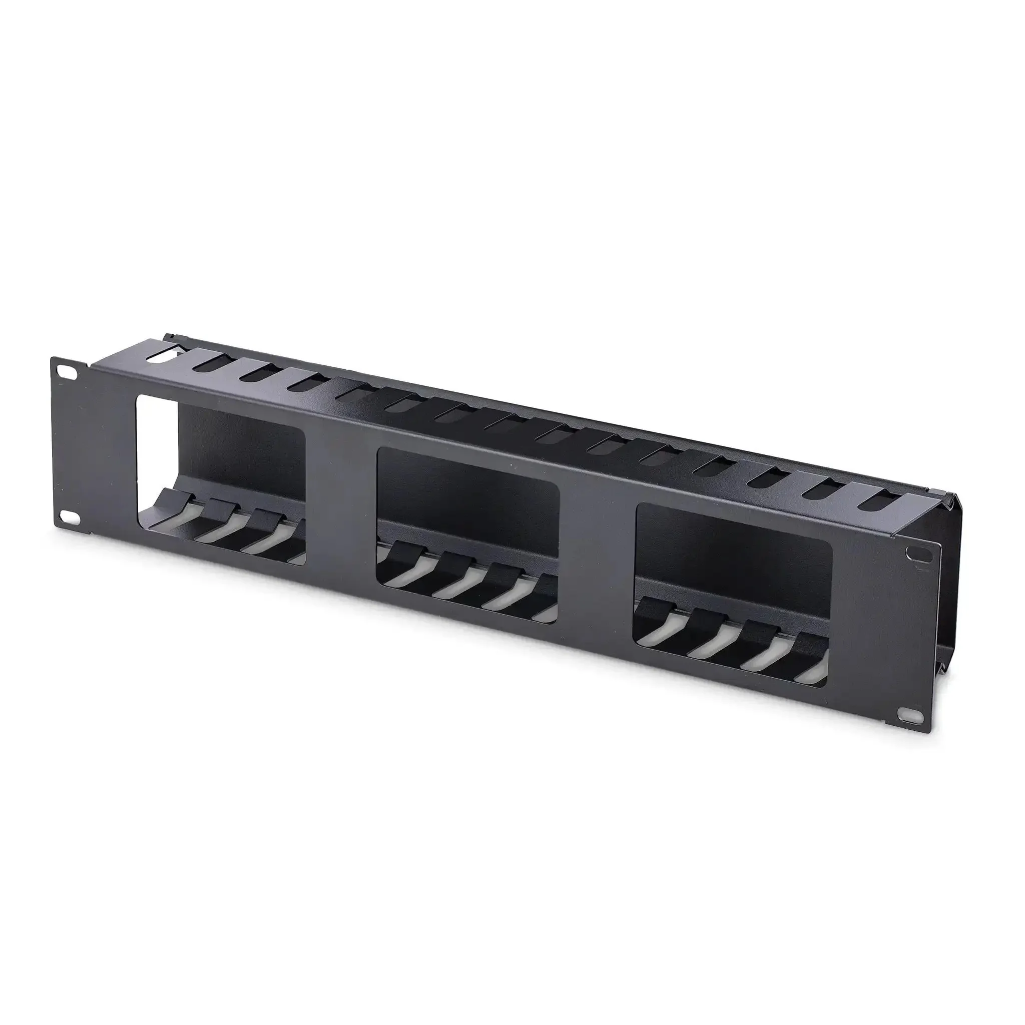 Horizontal 2U Server Rack Cable Management Finger Duct With Cover For 19 Inch Network Racks Slotted Wire Duct Raceway Panel With Back Pass Through Holes For Clean Easy Cable Routing And Bundling In Data Centers Pro Grade Nerd Approved