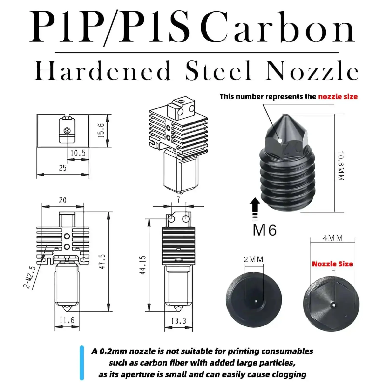 Hotend Upgrade Kit For Bambu Lab P1P P1S Printers With Standby Nozzles Includes 5 Hardened Steel Nozzles 0.2 0.4 0.6 0.8 1.0mm DIY Tools Spare Parts Box All Metal Construction Better Heat Dissipation And Wear Resistance - Image 6