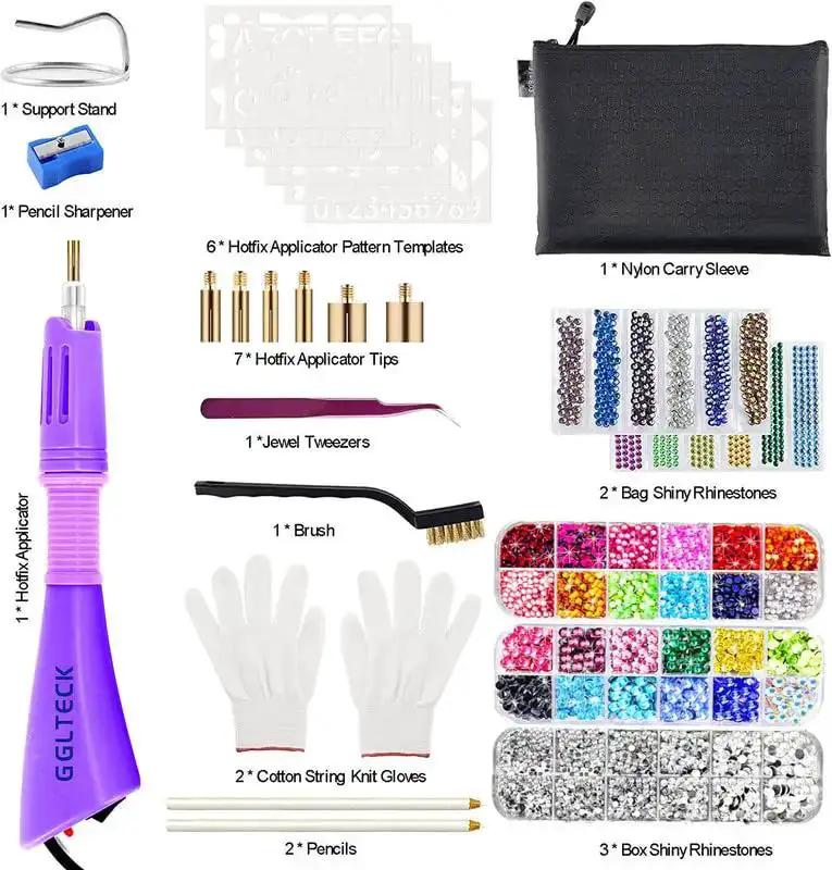 Hotfix Rhinestone Applicator Kit With 5784 Rhinestones, Bedazzler Wand Set, DIY Rhinestone Setter With 7 Tips, 6 Pattern Templates, Gloves, Tweezers And Cleaning Brush For Crafts And Fashion Embellishments - Image 5