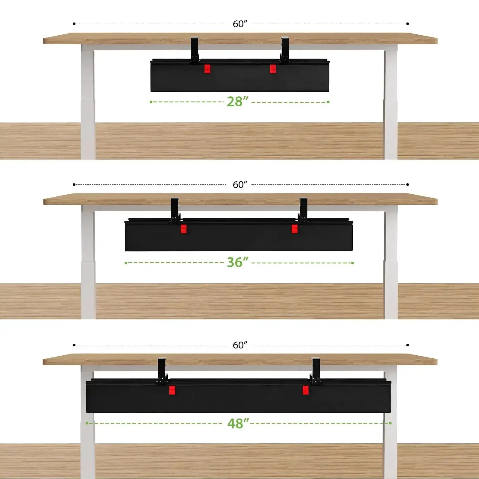 Huge 48 Inch Under Desk Cable Management Tray With Clamp Or Screw Mount No Drill Setup Holds Up To 70 Lbs Fabric Wire Organizer For Office And Home Hide Cables Power Strips Adapters And Extra Wires - Image 2