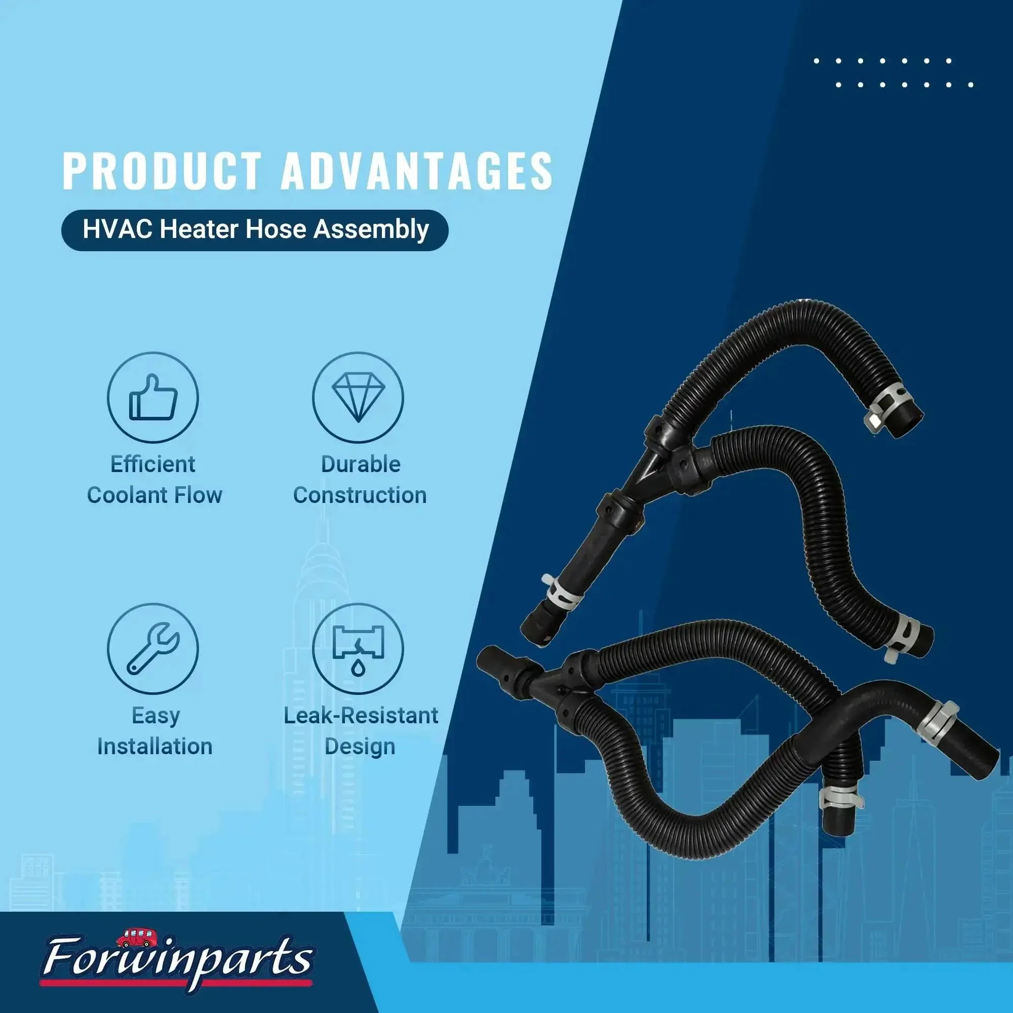 HVAC Heater Hose Assembly Kit For Dodge Grand Caravan, Chrysler Town And Country, And Volkswagen Routan 2008 2009 2010 Easy Fit Heater Core Hose Kit With OEM 4677603AB 4677603AC 4677603AD - Image 4