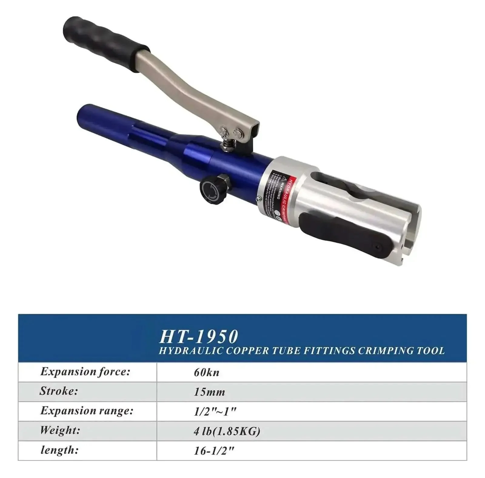 Hydraulic Copper Pipe Press Tool With U TH M V Dies For Fittings And PEX Clamping Pro Grade DIY Starter Kit 60 Kilonewtons Expanding Force Sixteen And A Half Inch Length Heavy Duty Piping Tool For Home Projects - Image 4