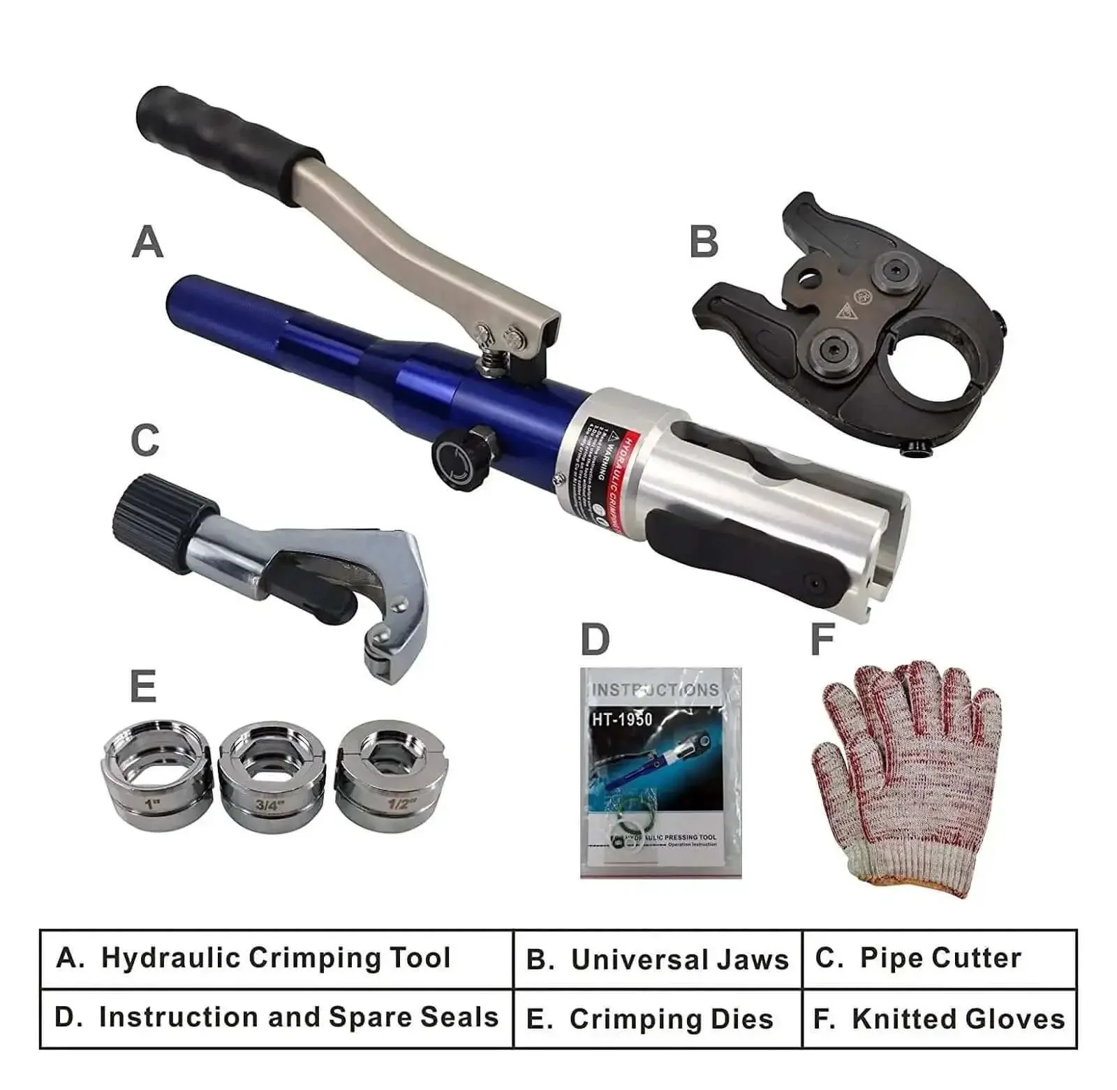 Hydraulic Copper Pipe Press Tool With U TH M V Dies For Fittings And PEX Clamping Pro Grade DIY Starter Kit 60 Kilonewtons Expanding Force Sixteen And A Half Inch Length Heavy Duty Piping Tool For Home Projects - Image 5
