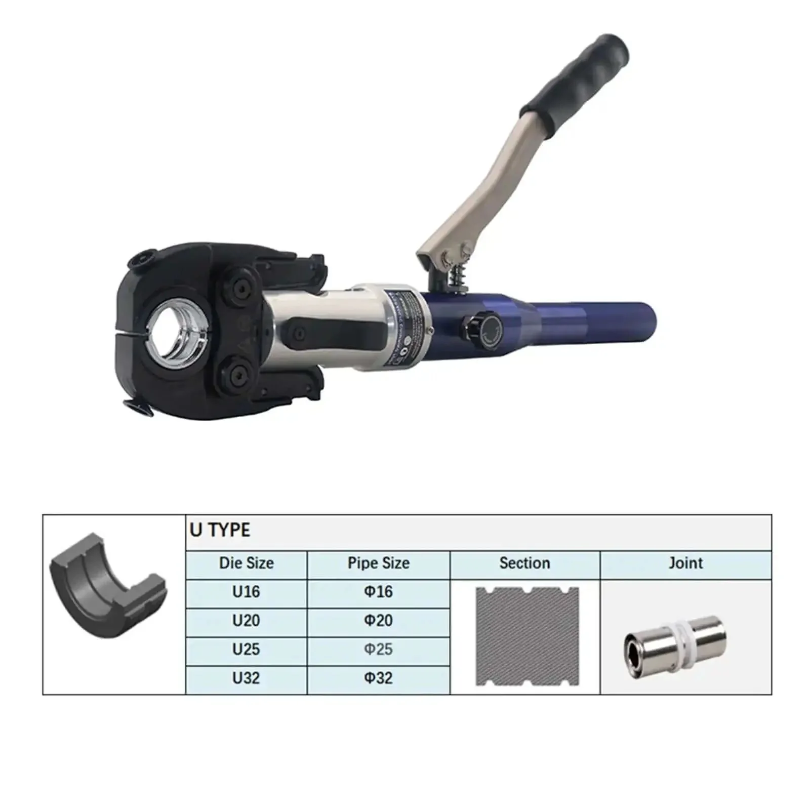Hydraulic Copper Pipe Press Tool With U TH M V Dies For Fittings And PEX Clamping Pro Grade DIY Starter Kit 60 Kilonewtons Expanding Force Sixteen And A Half Inch Length Heavy Duty Piping Tool For Home Projects - Image 9