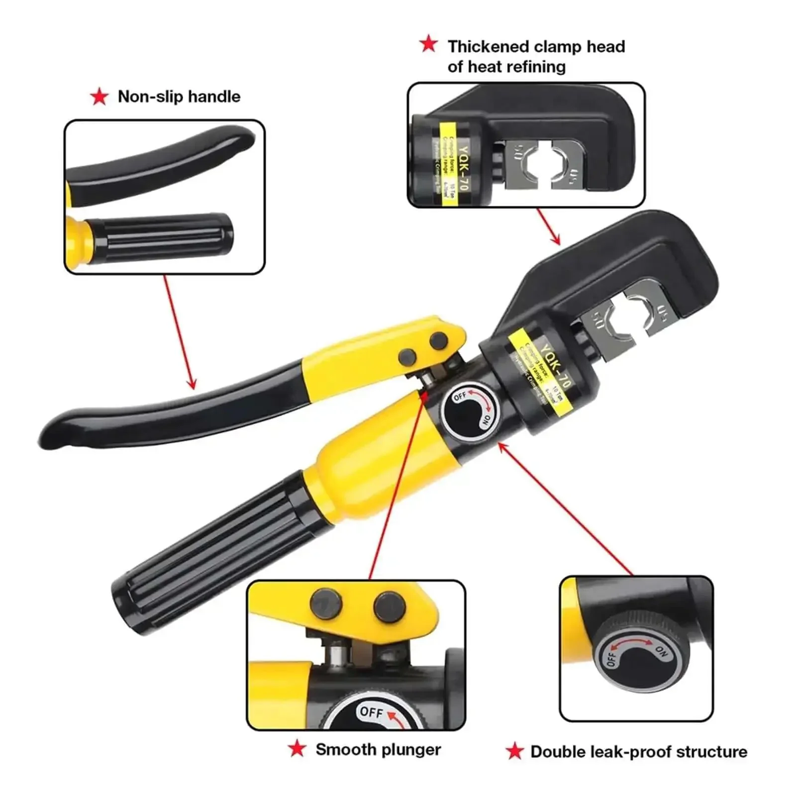 Hydraulic Crimp Tool 5 To 8 Ton Pliers For Cable Lug Crimping 4 To 70 Mm2 DIY Home Use With Safety Click One Piece Pump DIN AWG JIS Compatible Ideal For Automotive Electrical Wiring And Heavy Duty Installations Beefy Steel Build And Comfortable Grip - Image 6
