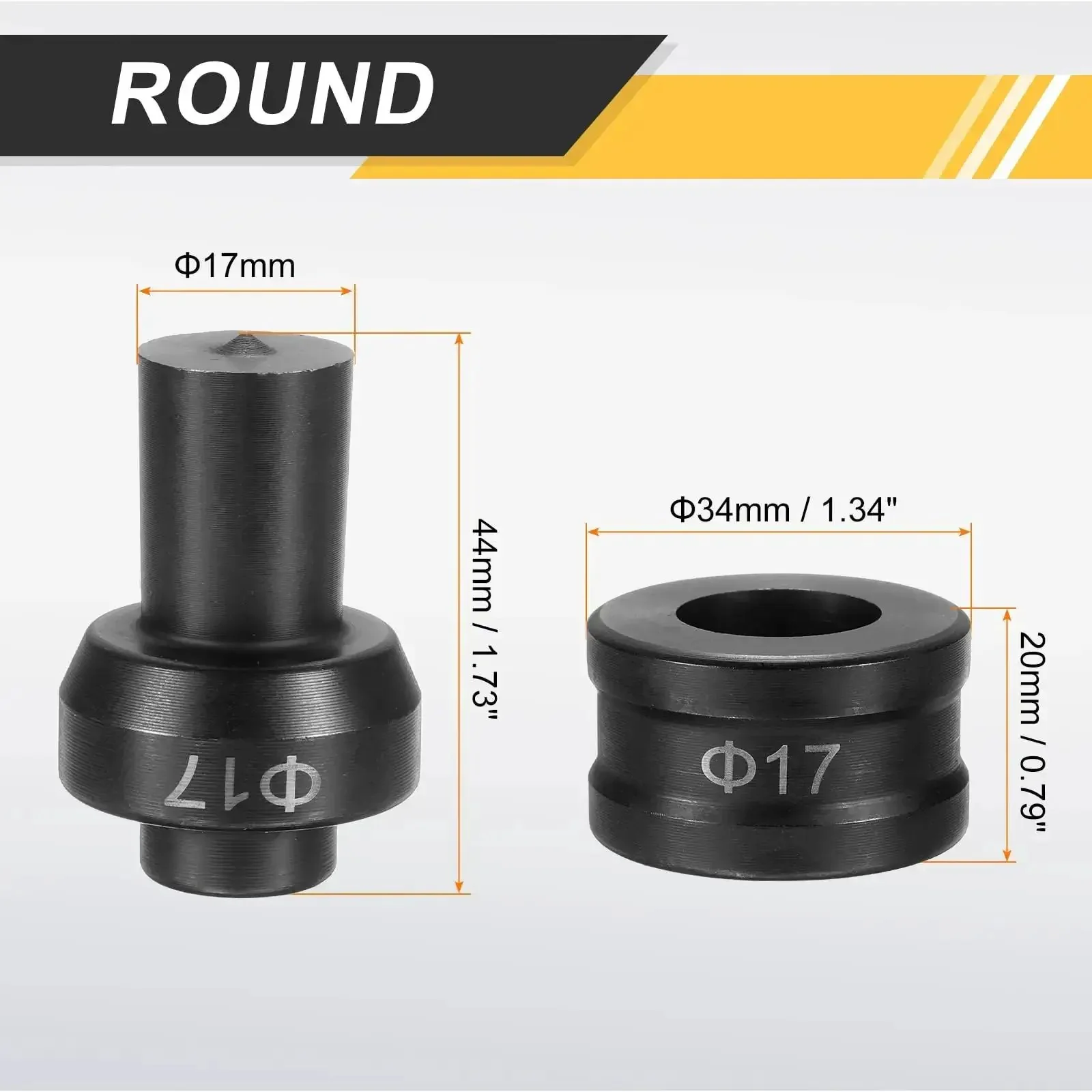 Hydraulic Hole Punch Die 17mm Round For CH60 Electric Punching Machine 40Cr Steel Upper And Lower Dies Kit Heavy Duty Boss Grade Punch Die Set Black Finish For Sheet Metal And DIY Projects - Image 7
