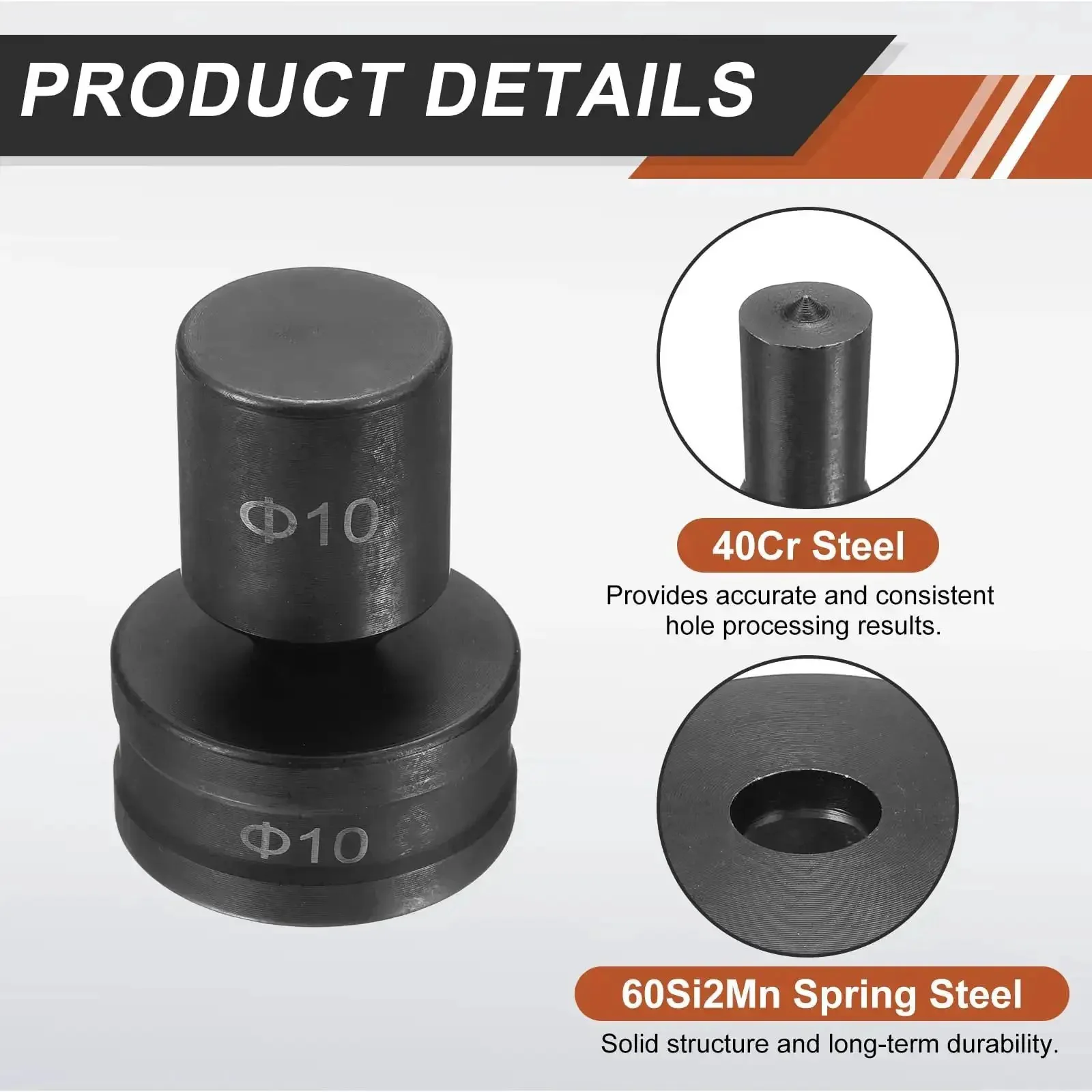 Hydraulic Hole Punch Die Set 10mm Round Hole for CH70 Electric Punching Machine 40Cr Steel Heavy Duty Punch Kit for Metal Fabrication and DIY Projects Pro Grade - Image 5