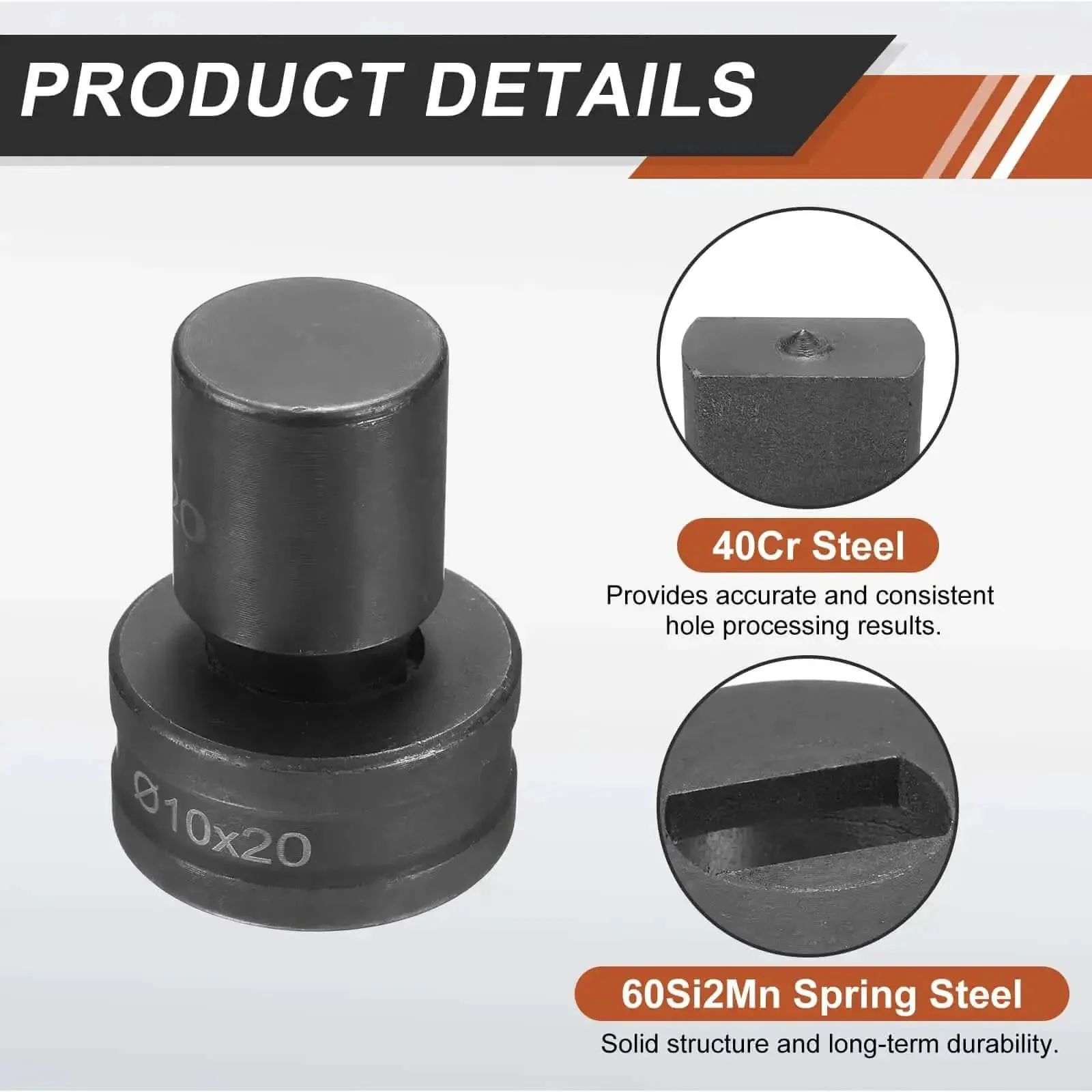 Hydraulic Hole Punch Die Set 10mm x 20mm Slot Hole for CH70 Electric Punching Machine, 40Cr Steel Heavy Duty Replacement Kit in Black, Durable Upper and Lower Dies for Precise Slot Punches and Reliable Performance - Image 5