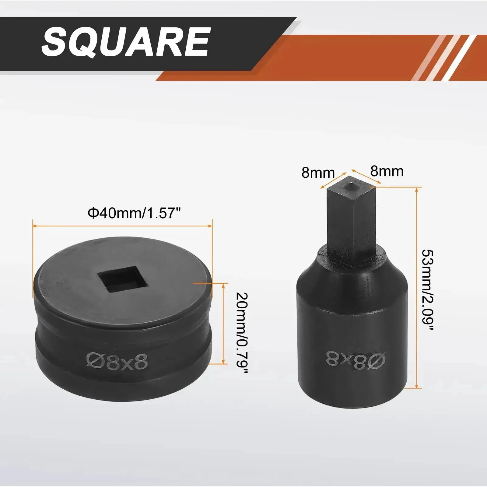 Hydraulic Hole Punch Die Set 8x8mm Square Hole for CH70 Electric Punching Machine in 40Cr Steel Black Finish for Durable Metalworking and Precise Punching - Image 7