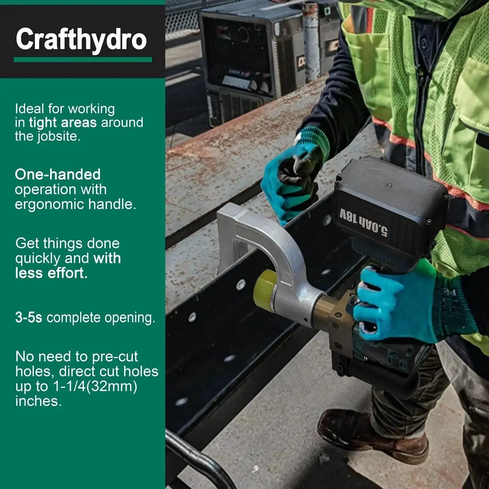 Hydraulic Hole Puncher Kit For Sheet Metal One Half Inch To One And A Quarter Inch Knockout Handles 16 Gauge Steel And 10 Gauge Iron High Efficiency Hydraulics With Comprehensive Die Set For Fast Labor-Saving Punching - Image 2