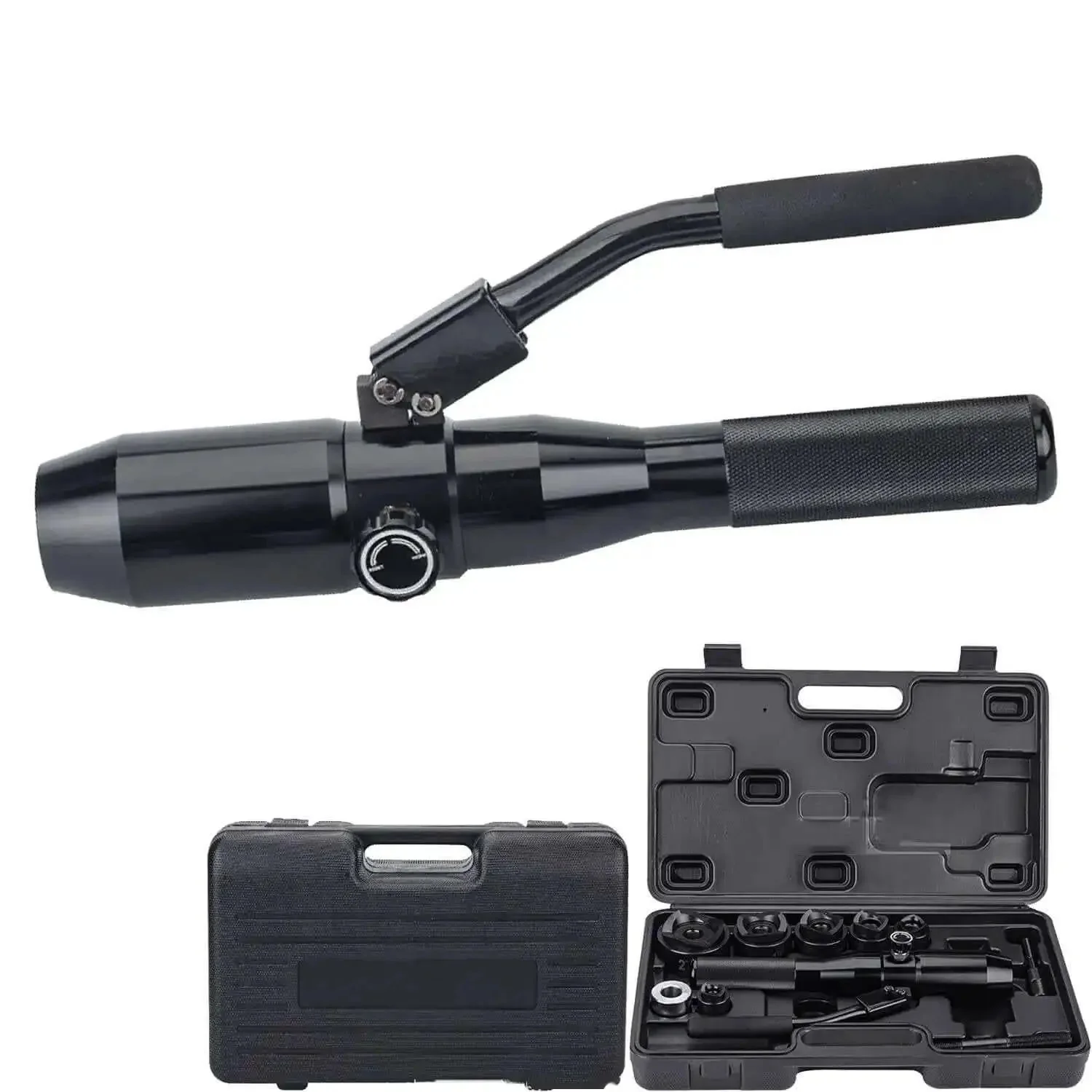 Hydraulic Knockout Hole Punch Driver Kit For Metal Sheets And Electrical Conduit, 16.5mm To 60.8mm Hole Cutter Set, Heavy Duty KO Tool Kit, Lightweight Aluminum Alloy, Easy Clamp Open Close, 66KN Clamping Power