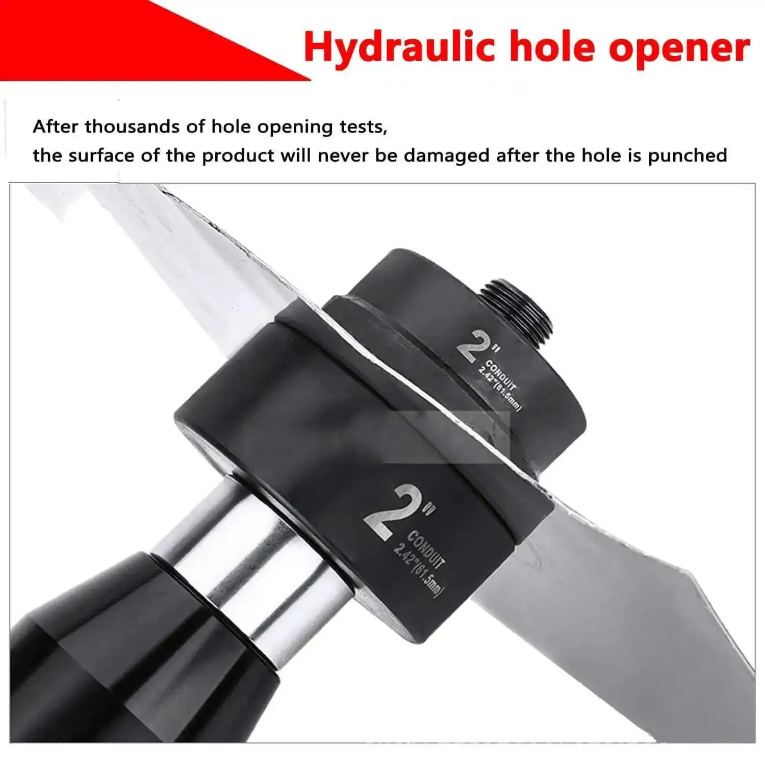 Hydraulic Knockout Hole Punch Driver Kit For Metal Sheets And Electrical Conduit, 16.5mm To 60.8mm Hole Cutter Set, Heavy Duty KO Tool Kit, Lightweight Aluminum Alloy, Easy Clamp Open Close, 66KN Clamping Power - Image 4