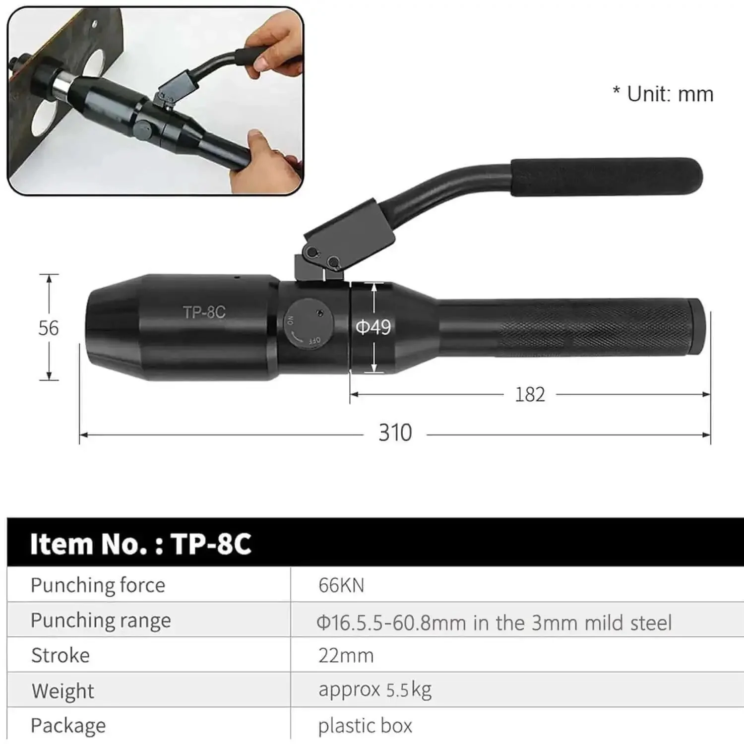 Hydraulic Knockout Hole Punch Driver Kit For Metal Sheets And Electrical Conduit Holes 16.5mm To 60.8mm Heavy Duty Aluminum Alloy Portable Puncher Set With Fast Clamping And Leak Free Sealing - Image 2