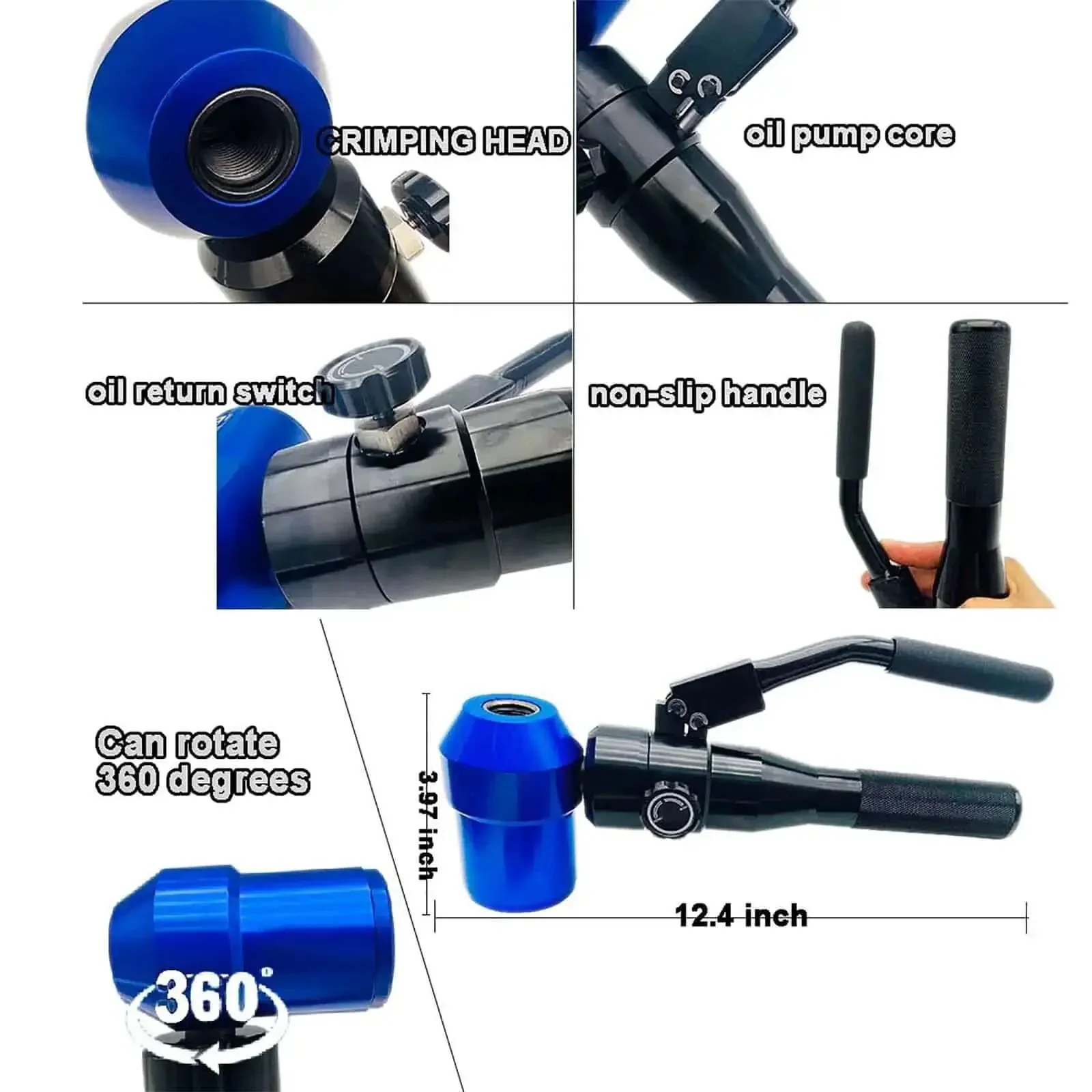 Hydraulic Knockout Hole Punch Driver Kit With 6 Dies And 360 Degree Rotating Conduit Cutter For Metal Sheets Blue Portable Case Includes Durable Carrying Case And All Dies For Quick Conversions In Electric Plumbing And Construction Jobs - Image 3