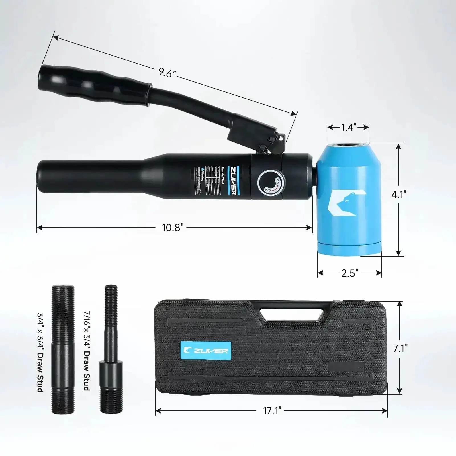 Hydraulic Knockout Hole Punch Driver Kit With Eight Ton Power, Six Dies From Half Inch To Two Inch, Ideal For Metal Electrical Conduit Cabinets And Steel Sheet, Ergonomic One Hand Use With 360 Degree Swivel Head - Image 4