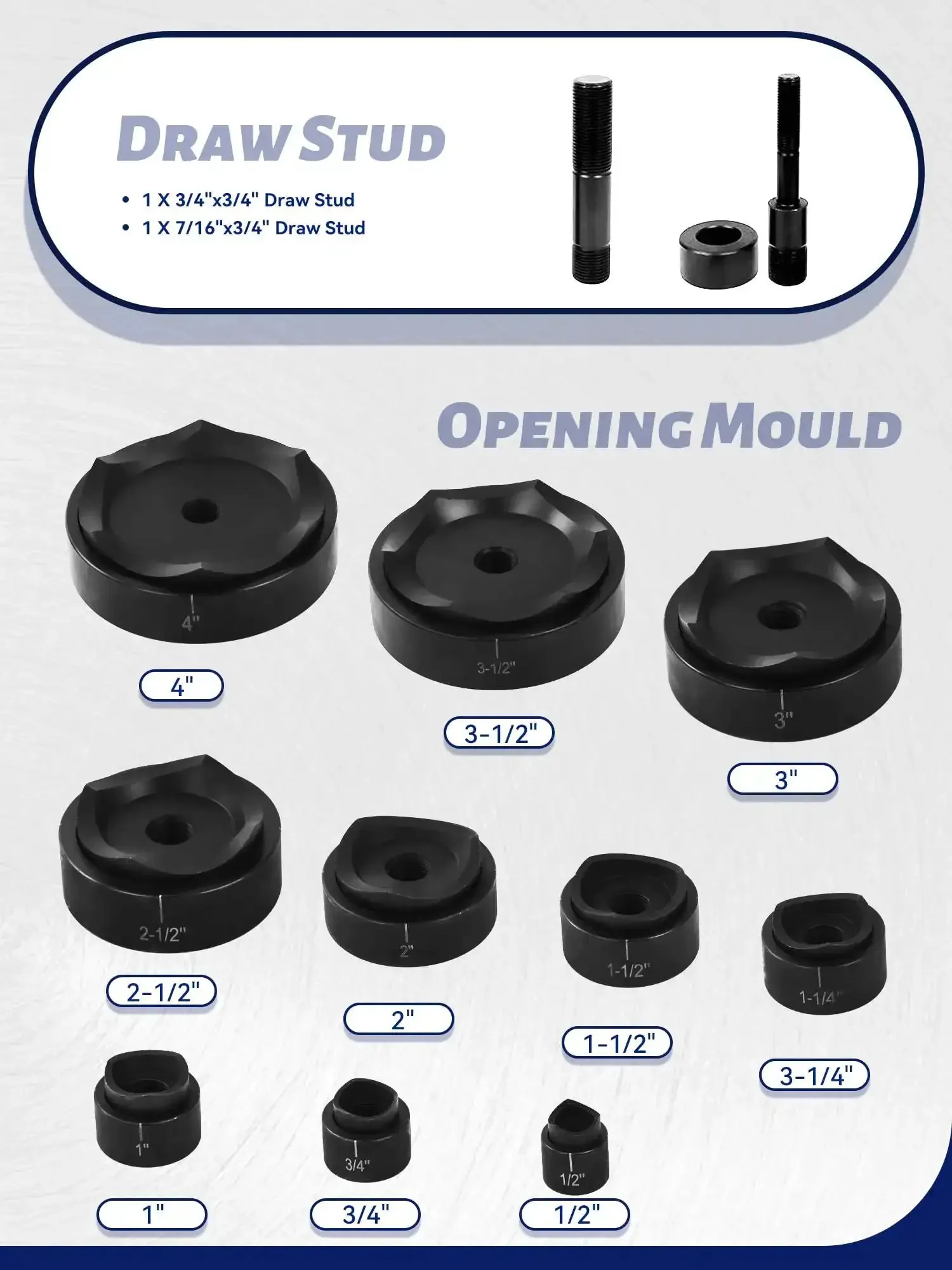 Hydraulic Knockout Punch Kit for Electrical Conduit Hole Cutting, 15 Ton Capacity, 1/2 to 4 Inch, Includes 10 Die Sets for 1/2 to 4 Inch Conduit, Greenlee Compatible 3/4-16 Tools, Punching for 1/8 Inch Steel and 1/16 Inch Stainless - Image 6