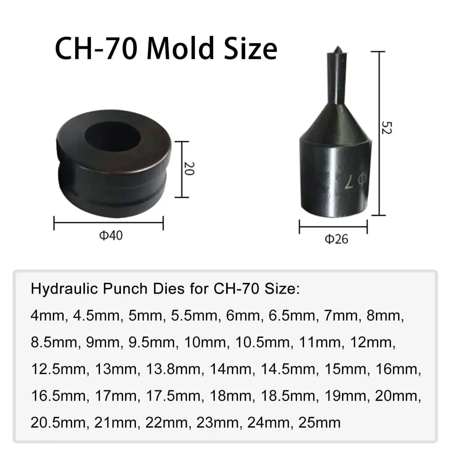 Hydraulic Round Hole Punch Die Set For Steel Copper And Aluminum, Heavy Duty Sheet Metal Punching Dies, General 9 Piece Set, Alloy Steel Construction For Durable, Precise Punching - Image 5