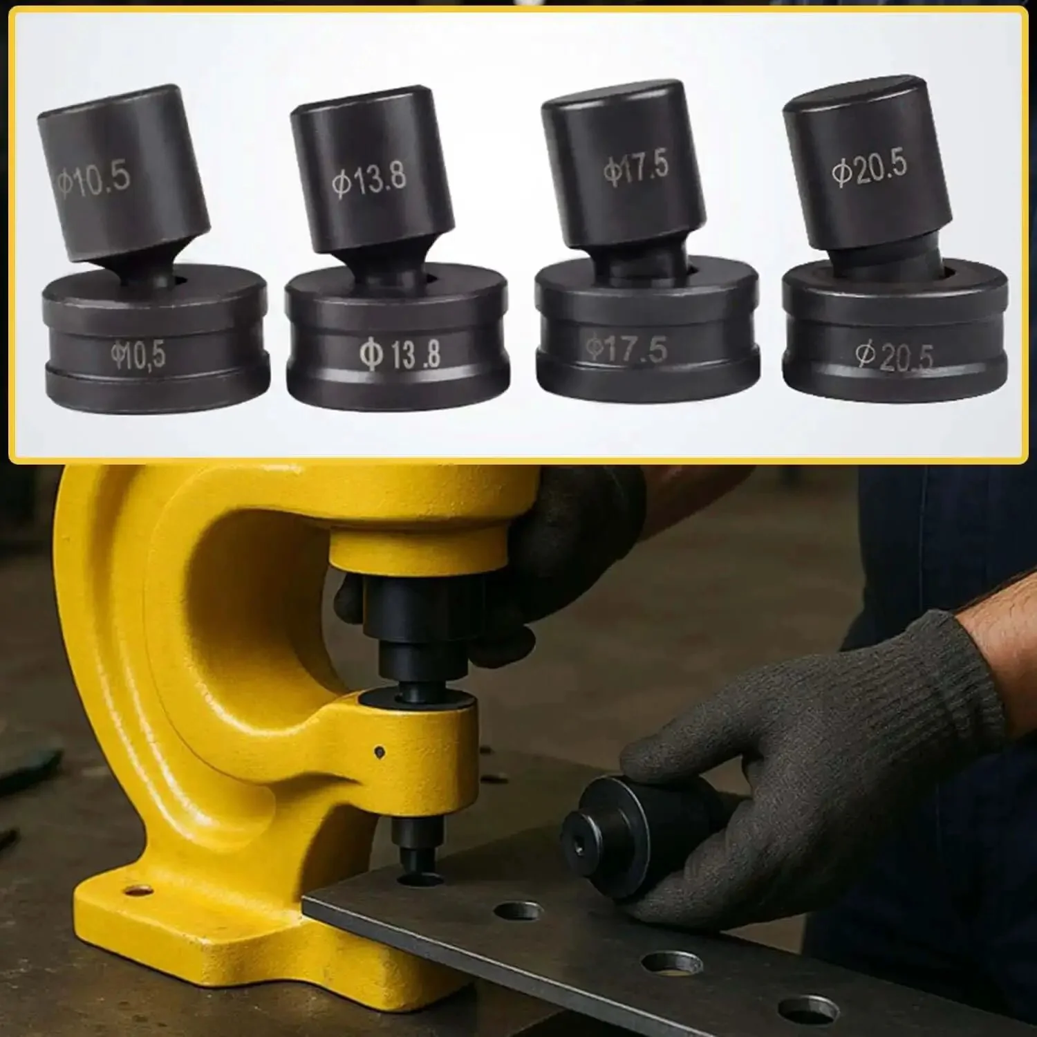 Hydraulic Round Hole Punch Die Set For Steel Copper And Aluminum, Heavy Duty Sheet Metal Punching Dies, General 9 Piece Set, Alloy Steel Construction For Durable, Precise Punching - Image 7