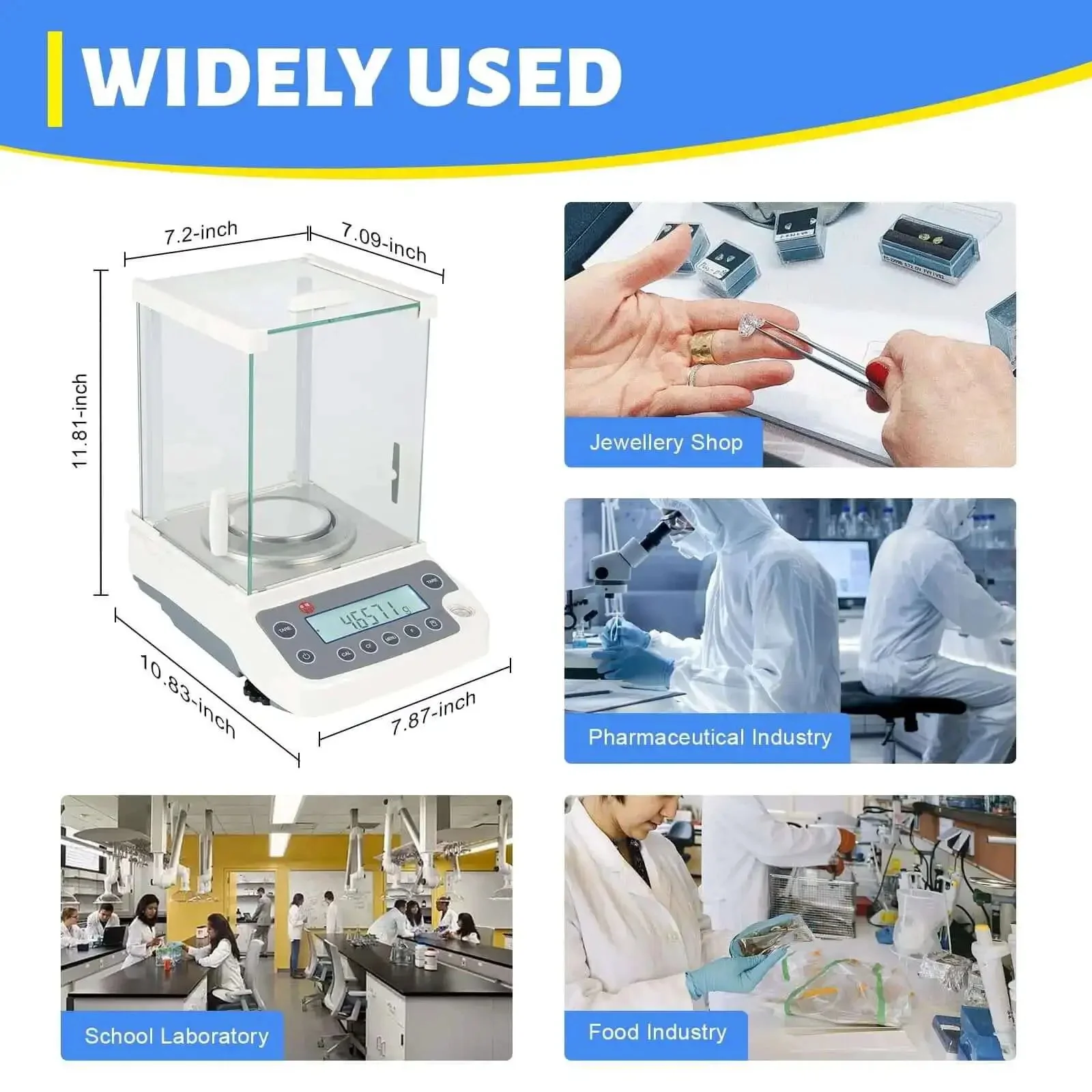 Hyper Accurate 0.0001g Analytical Balance With LCD Display 18 Units USB RS232 Interface For Schools And Labs Wind Shield Glass Cover Provides Stable Measurements Up To 0.26lb - Image 3