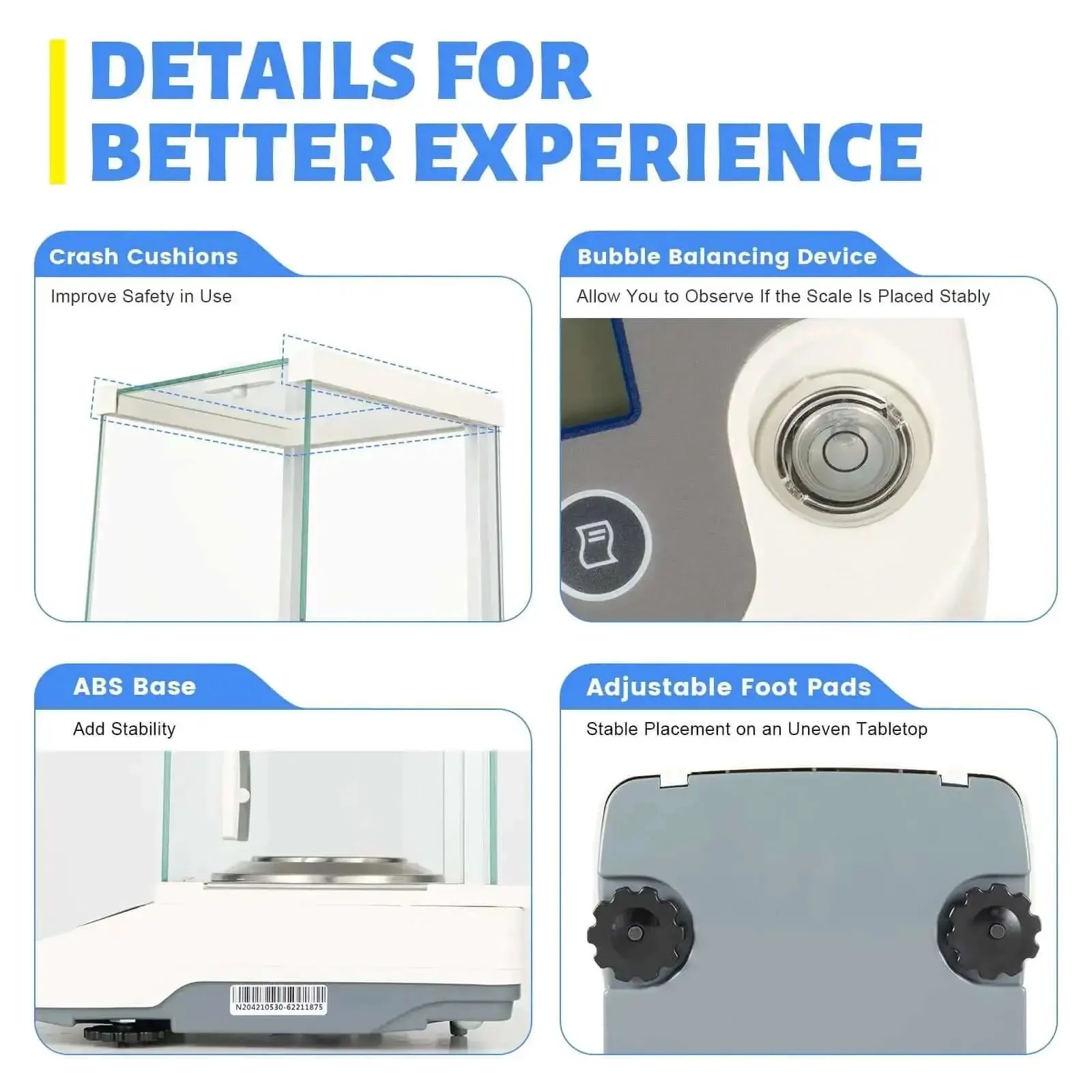 Hyper Accurate 0.0001g Analytical Balance With LCD Display 18 Units USB RS232 Interface For Schools And Labs Wind Shield Glass Cover Provides Stable Measurements Up To 0.26lb - Image 4